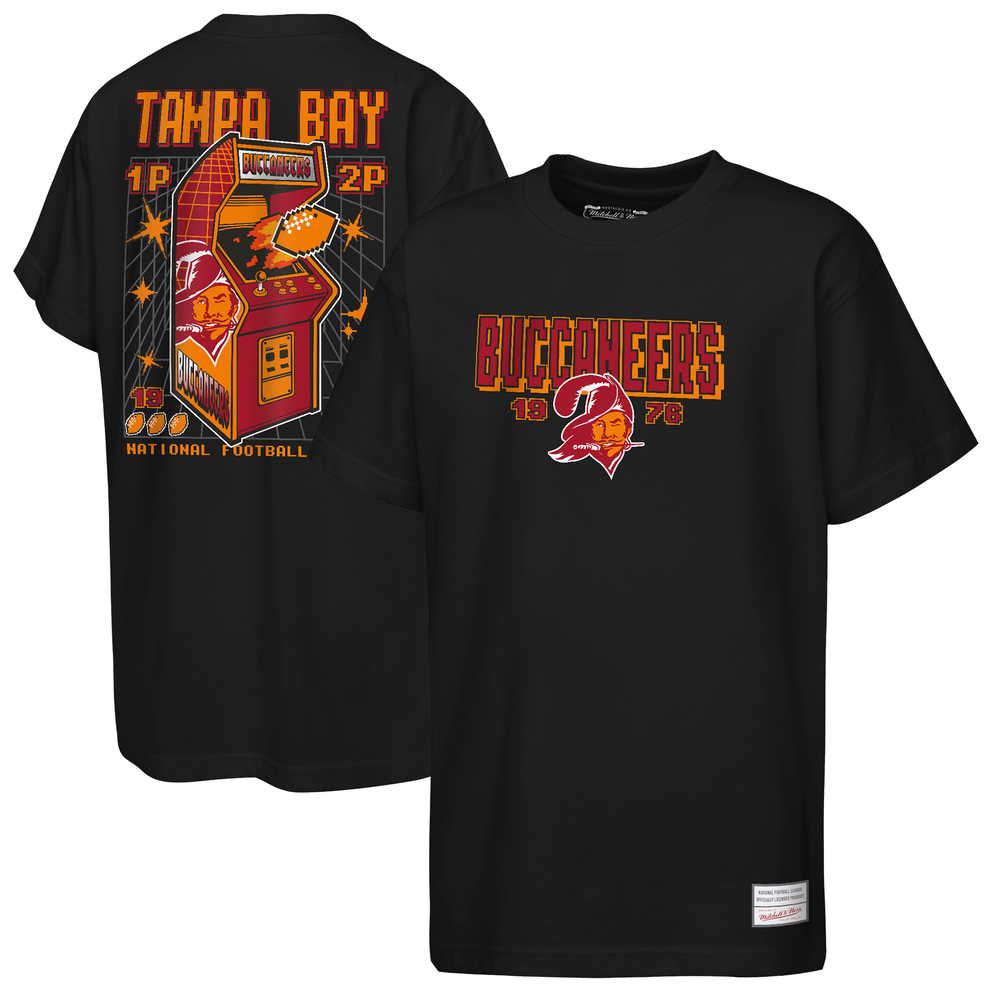 Youth Mitchell & Ness Black Tampa Bay Buccaneers Retro Arcade T-Shirt