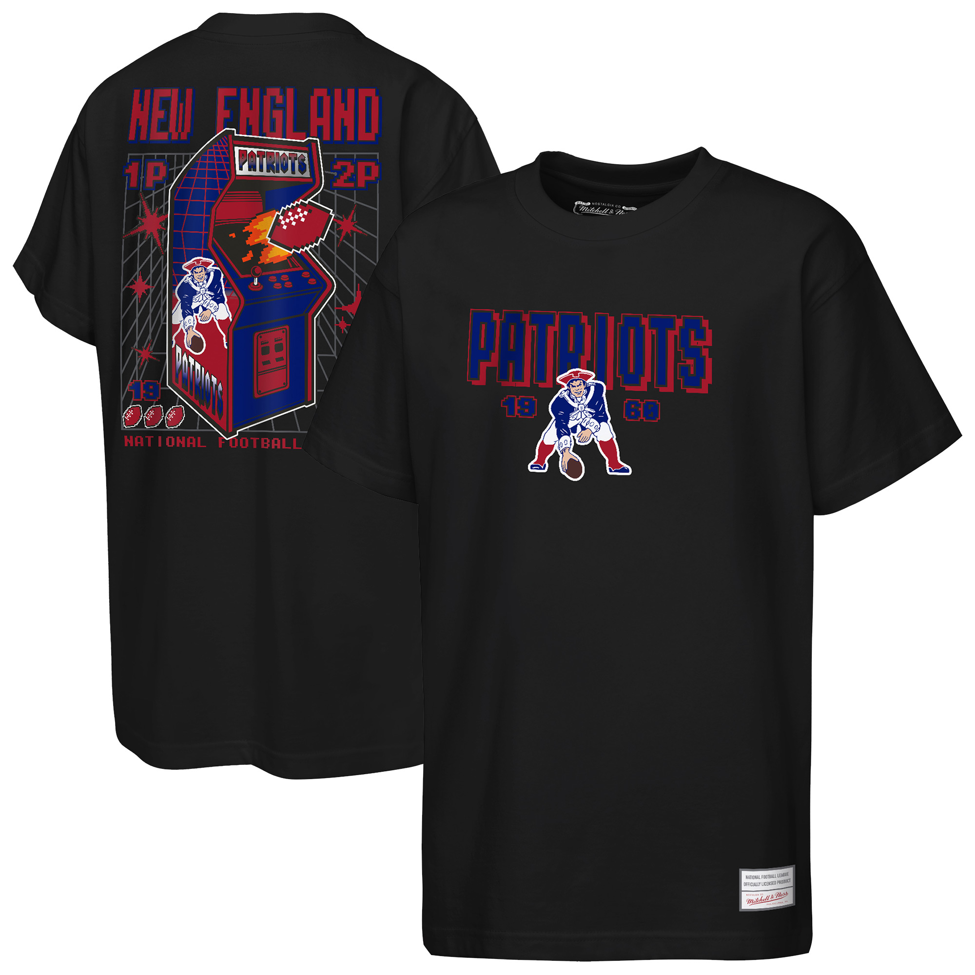 Youth Mitchell & Ness  Black New England Patriots Retro Arcade T-Shirt