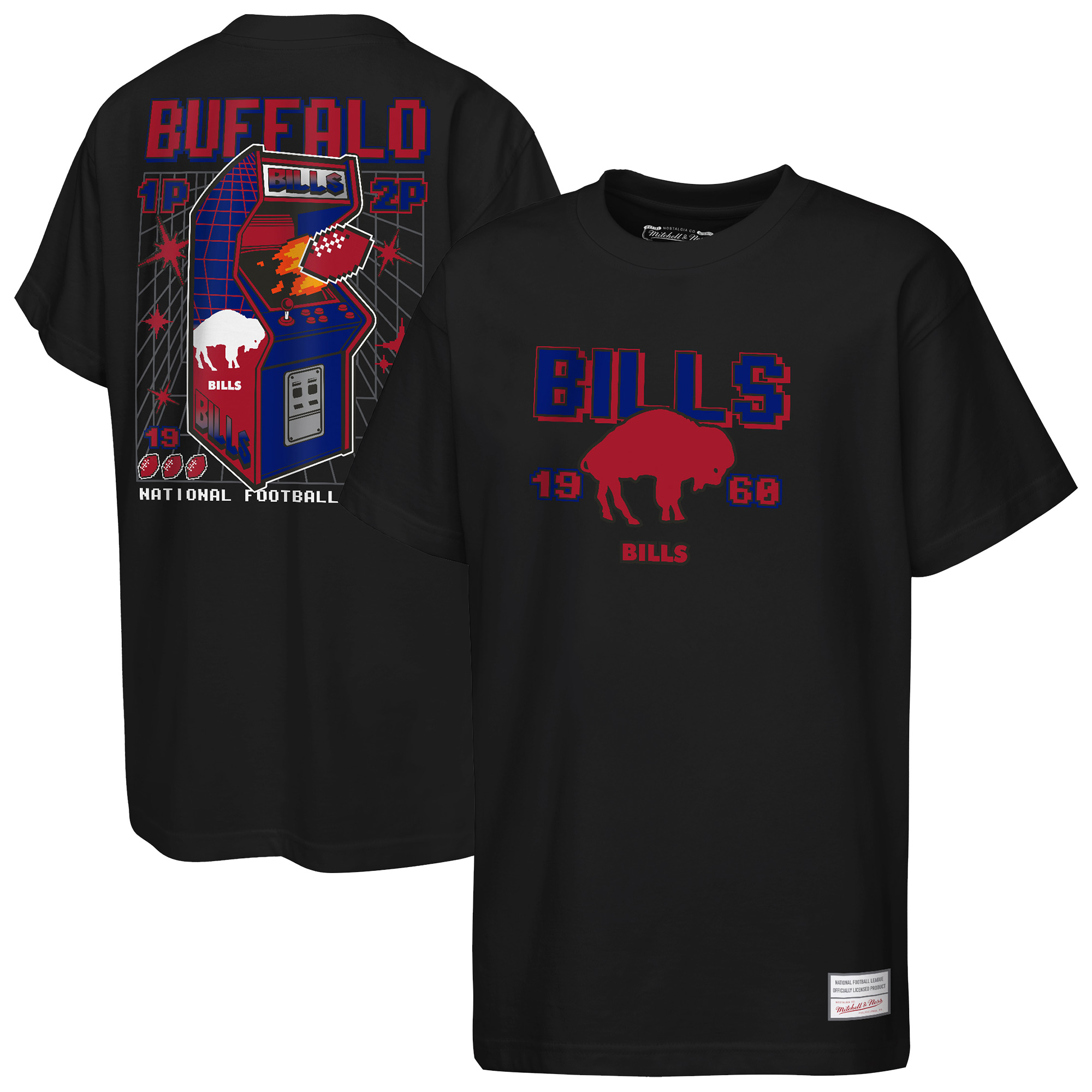 Youth Mitchell & Ness  Black Buffalo Bills Retro Arcade T-Shirt