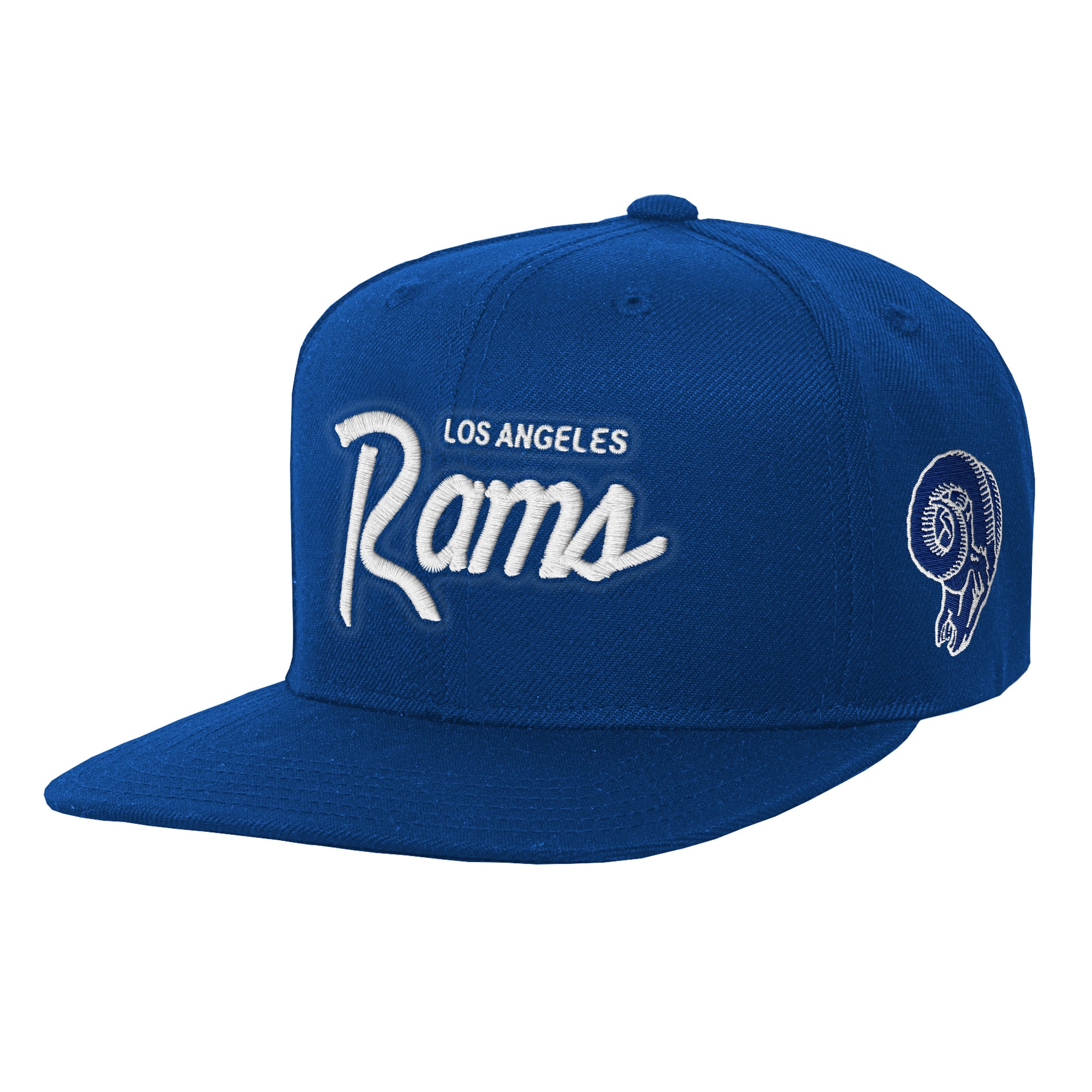 Youth Mitchell & Ness Royal Los Angeles Rams Head Coach Flat Brim Snapback Hat
