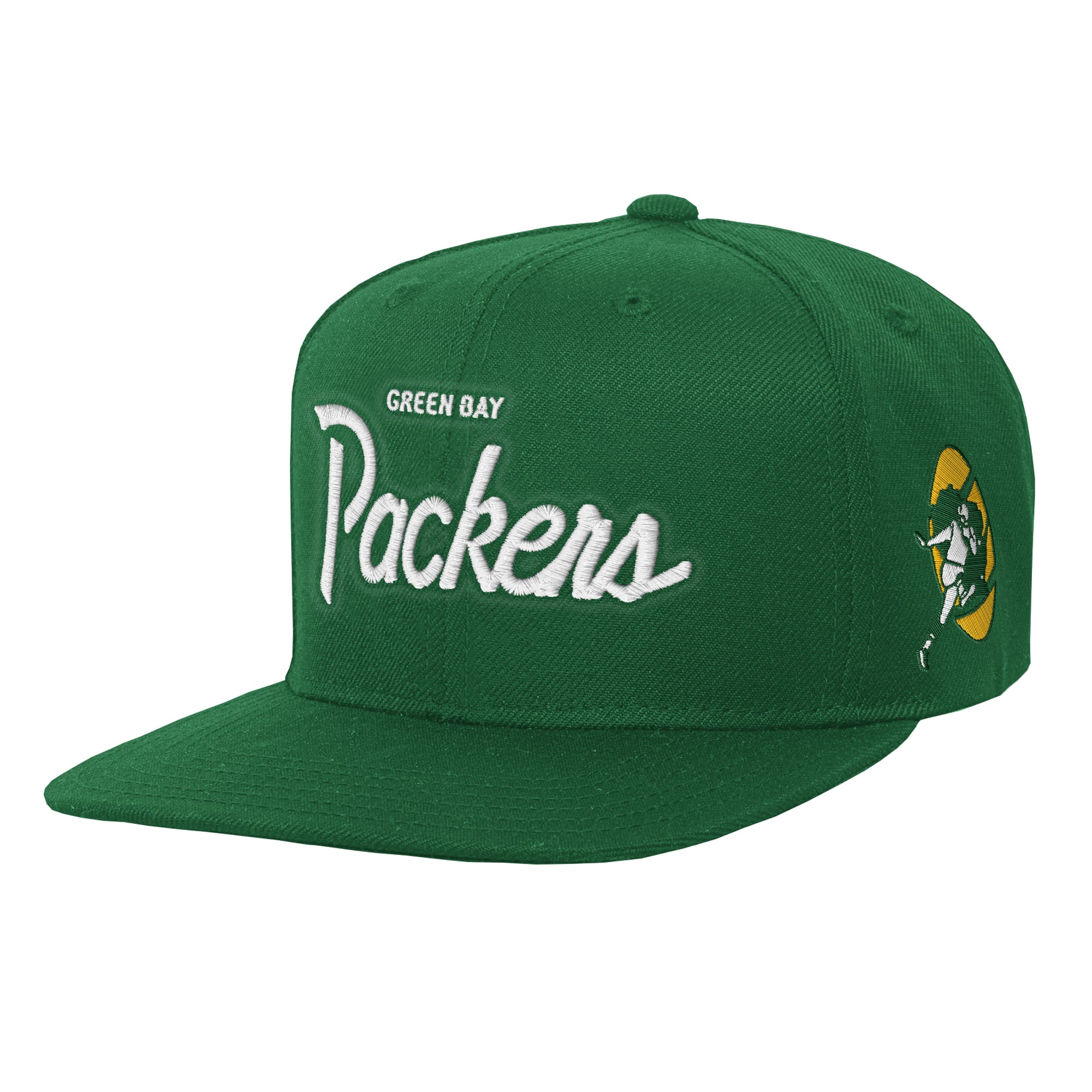 Youth Mitchell & Ness Green Green Bay Packers Head Coach Flat Brim Snapback Hat