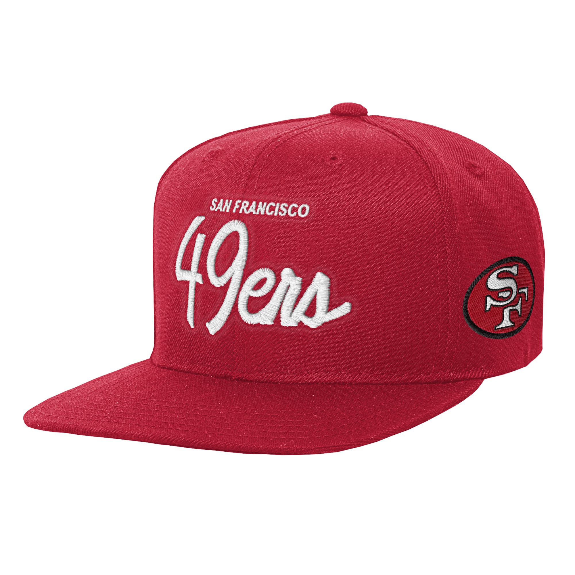 Youth Mitchell & Ness Scarlet San Francisco 49ers Head Coach Flat Brim Snapback Hat