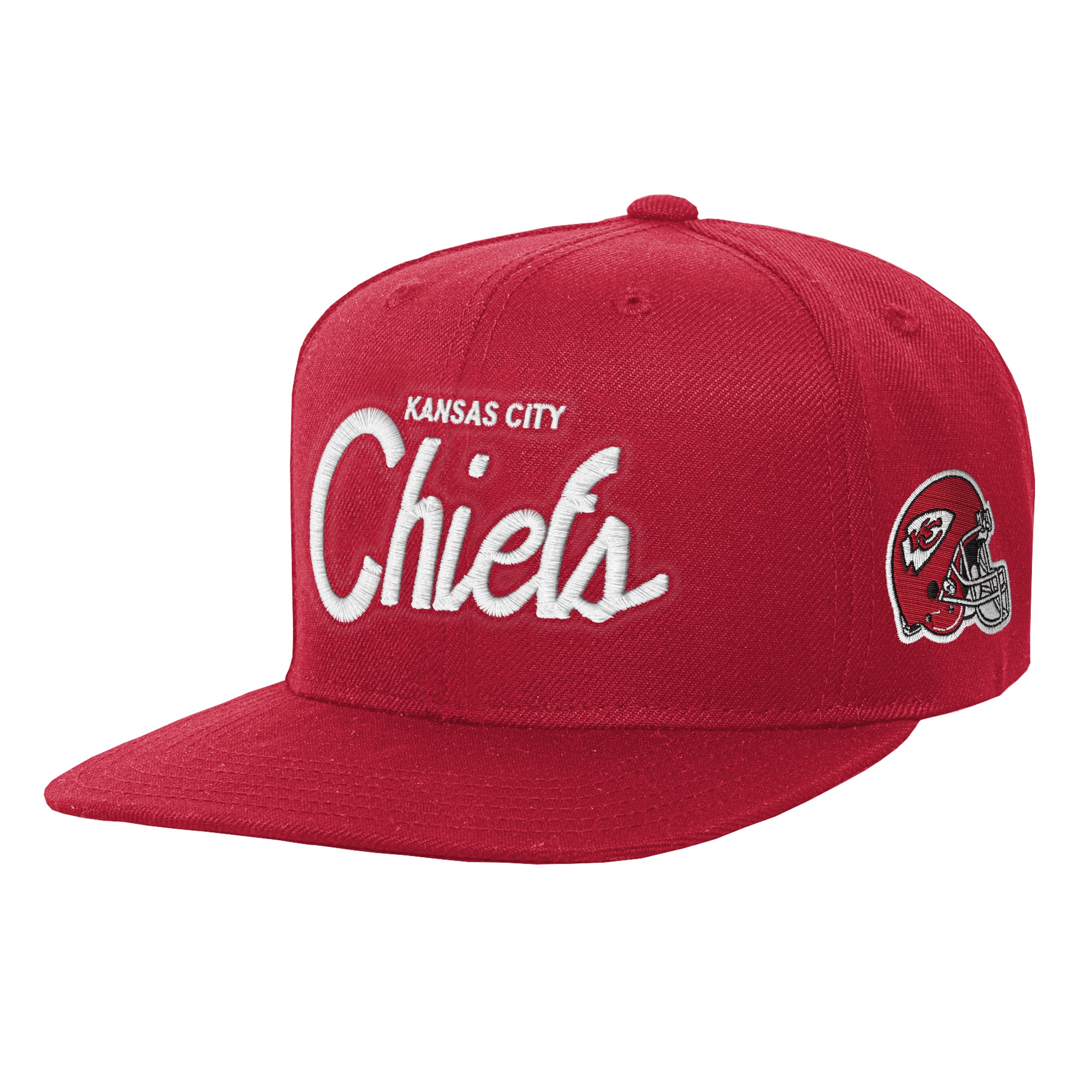 Youth Mitchell & Ness Red Kansas City Chiefs Head Coach Flat Brim Snapback Hat