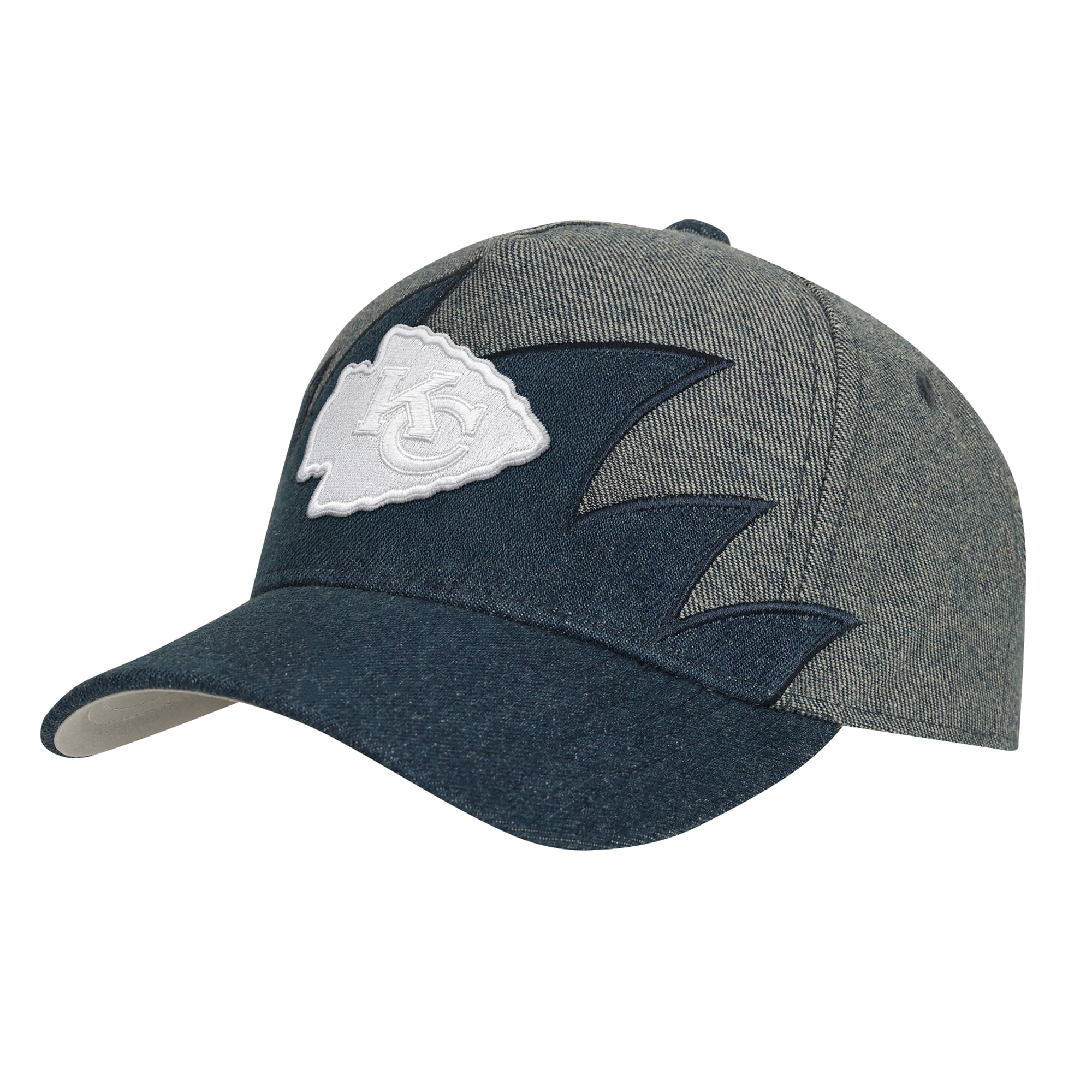 Youth Mitchell & Ness Denim Kansas City Chiefs Sharktooth Pro Pinch Adjustable Hat