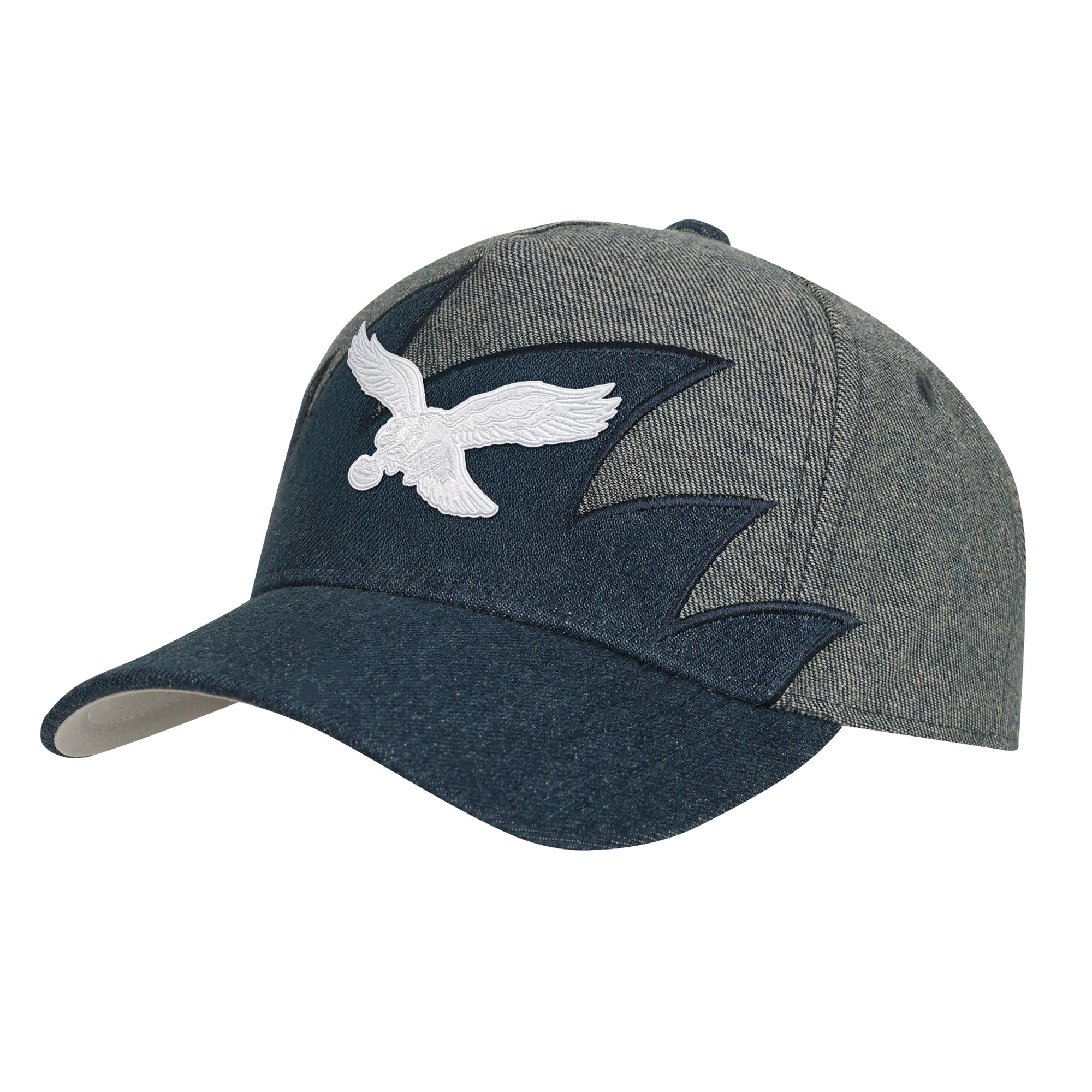 Youth Mitchell & Ness Denim Philadelphia Eagles Sharktooth Pro Pinch Adjustable Hat