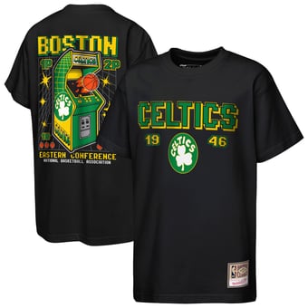 Youth Mitchell & Ness  Black Boston Celtics Retro Arcade T-Shirt