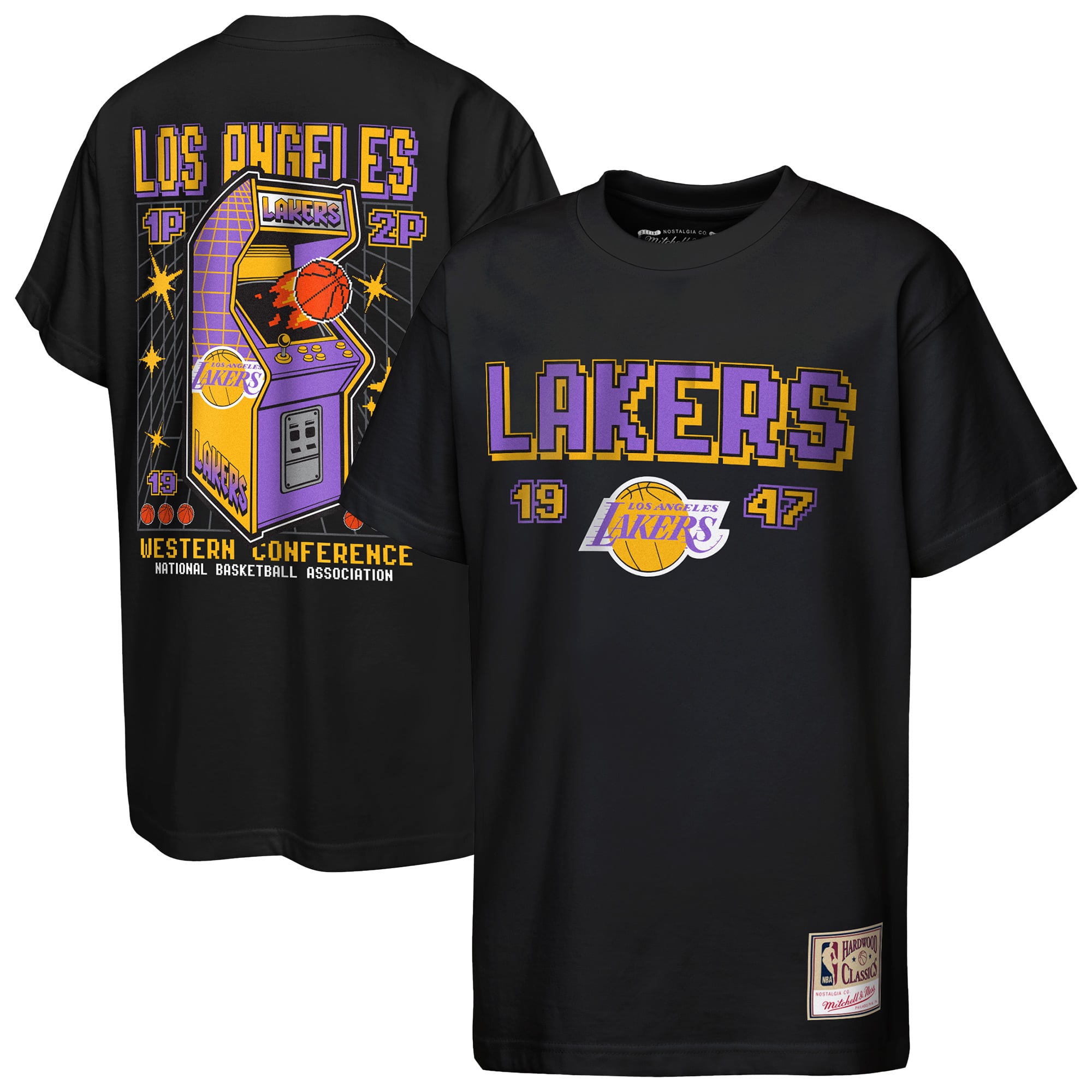 Youth Mitchell & Ness Black Los Angeles Lakers Retro Arcade T-Shirt