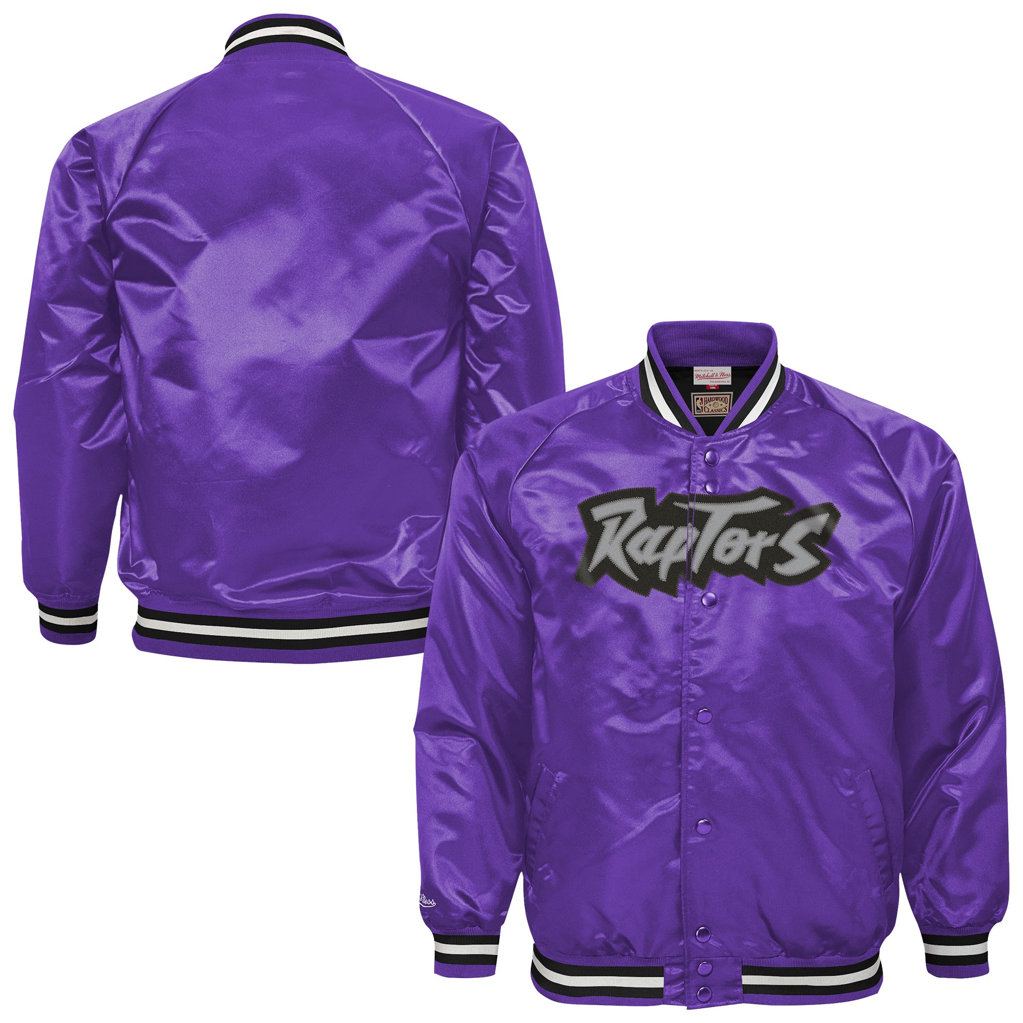 Youth Mitchell & Ness Purple Toronto Raptors Lightweight Satin Raglan Full-Snap Jacket