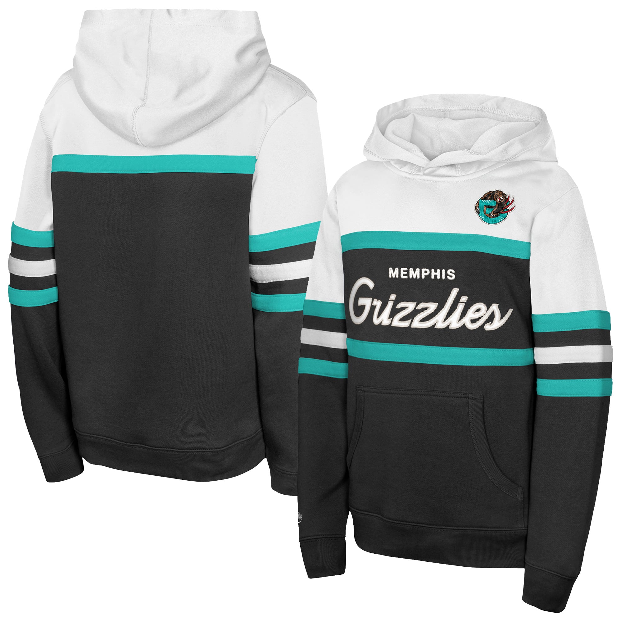 Youth Mitchell & Ness Black/White Memphis Grizzlies Vintage Head Coach Hoodie