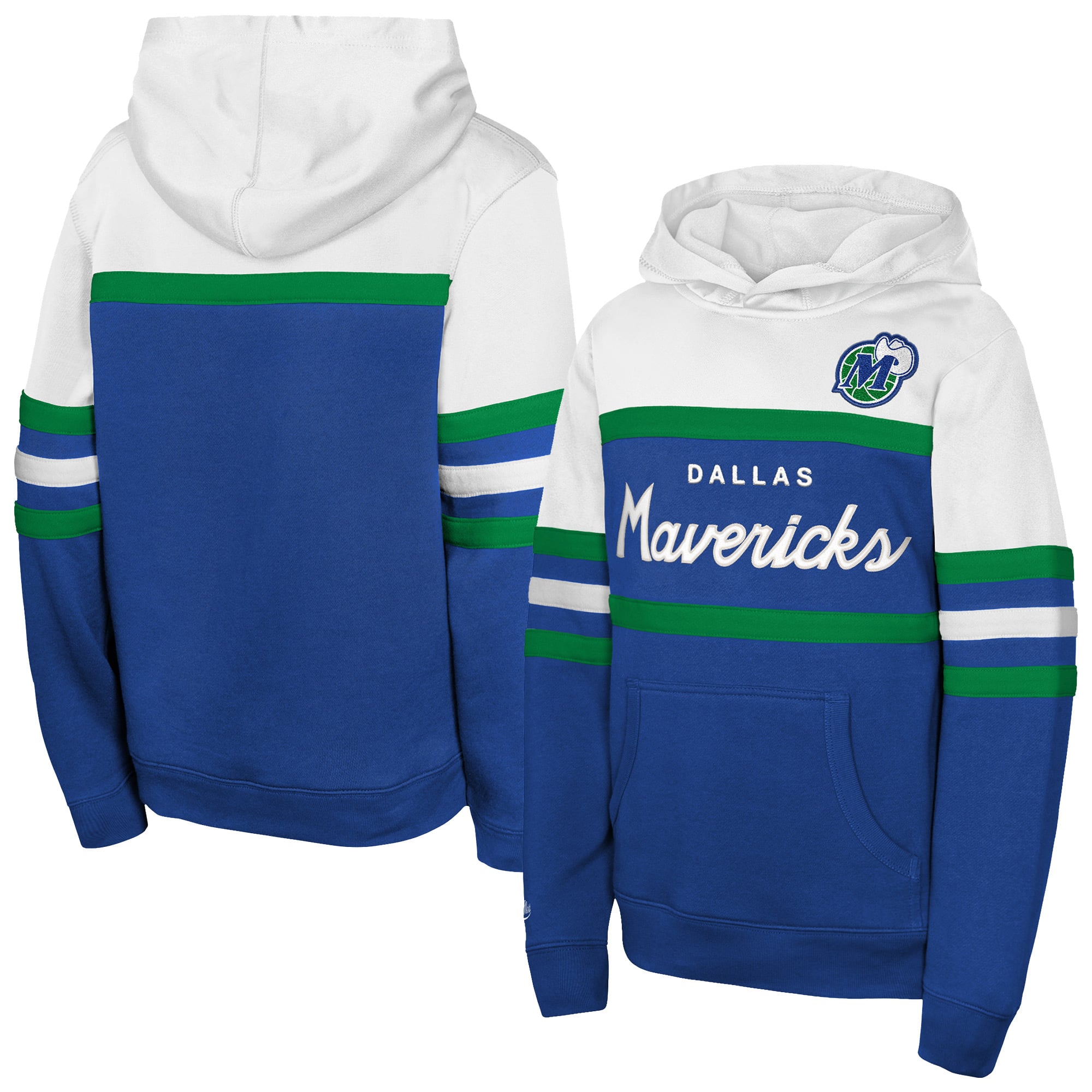 Youth Mitchell & Ness Blue/White Dallas Mavericks Vintage Head Coach Hoodie