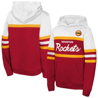 Youth Mitchell & Ness Red/White Houston Rockets Vintage Head Coach Hoodie