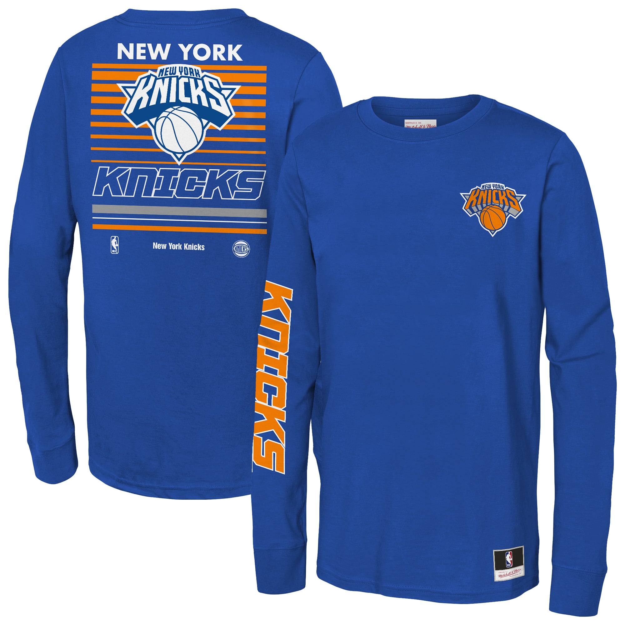 Youth Mitchell & Ness Royal New York Knicks Triple Play Long Sleeve T-Shirt