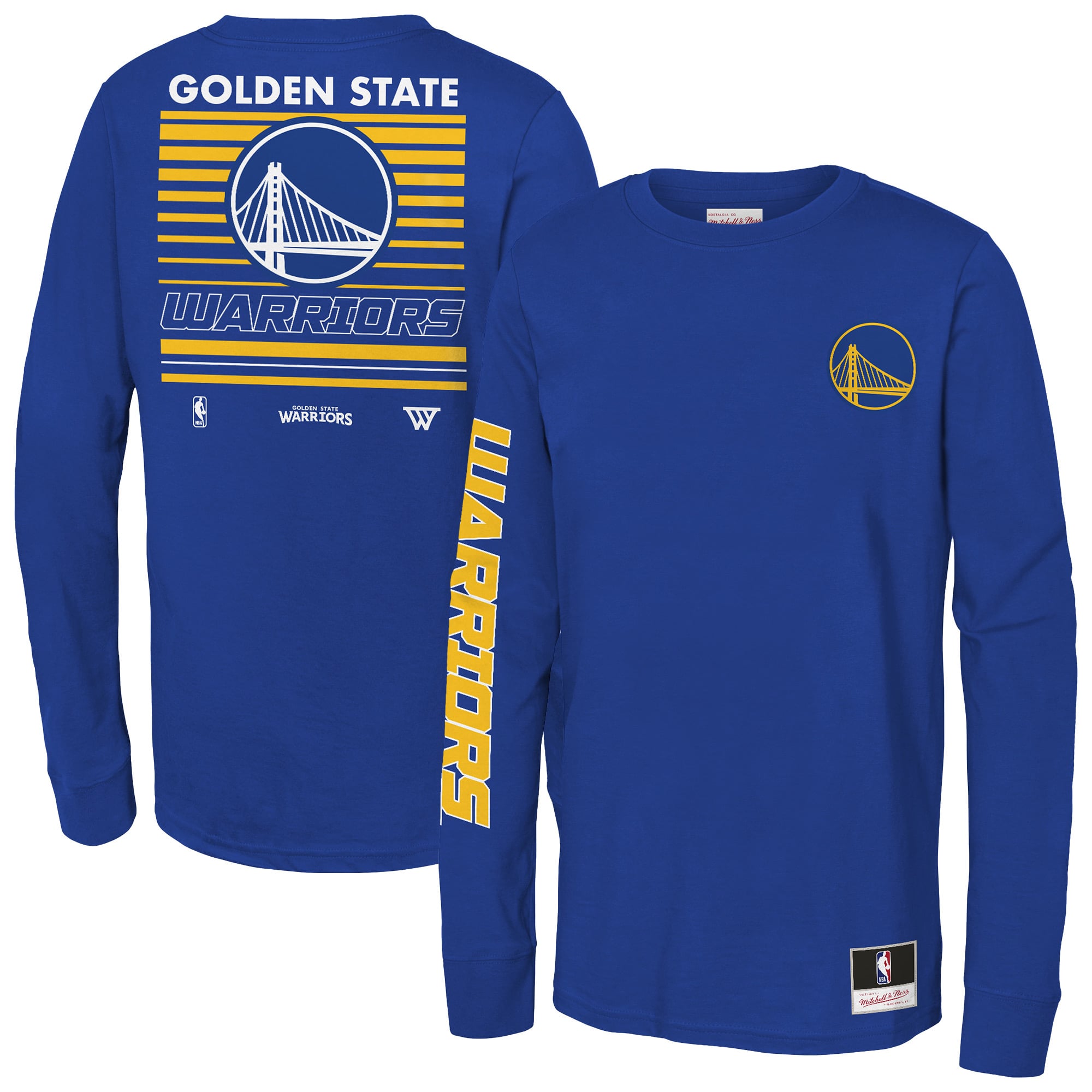 Youth Mitchell & Ness Royal Golden State Warriors Triple Play Long Sleeve T-Shirt