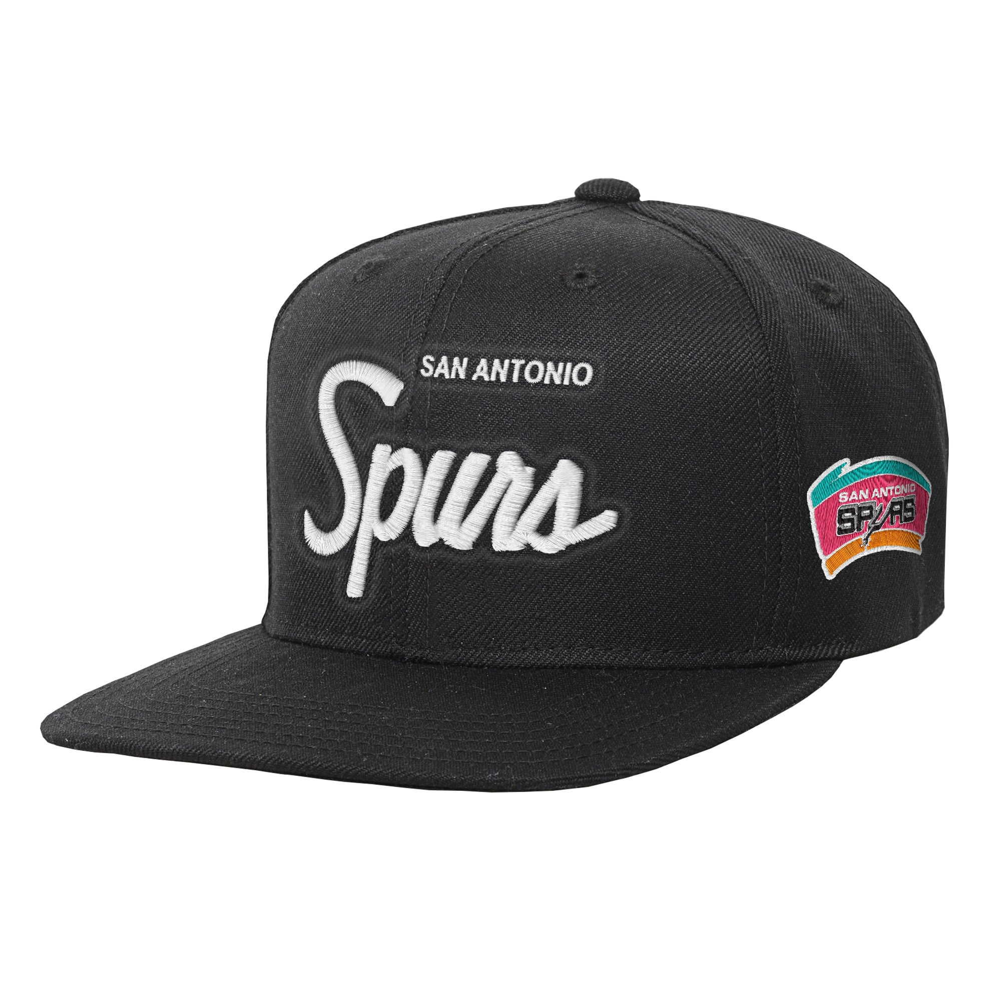 Youth Mitchell & Ness Black San Antonio Spurs Head Coach Flat Brim Snapback Hat
