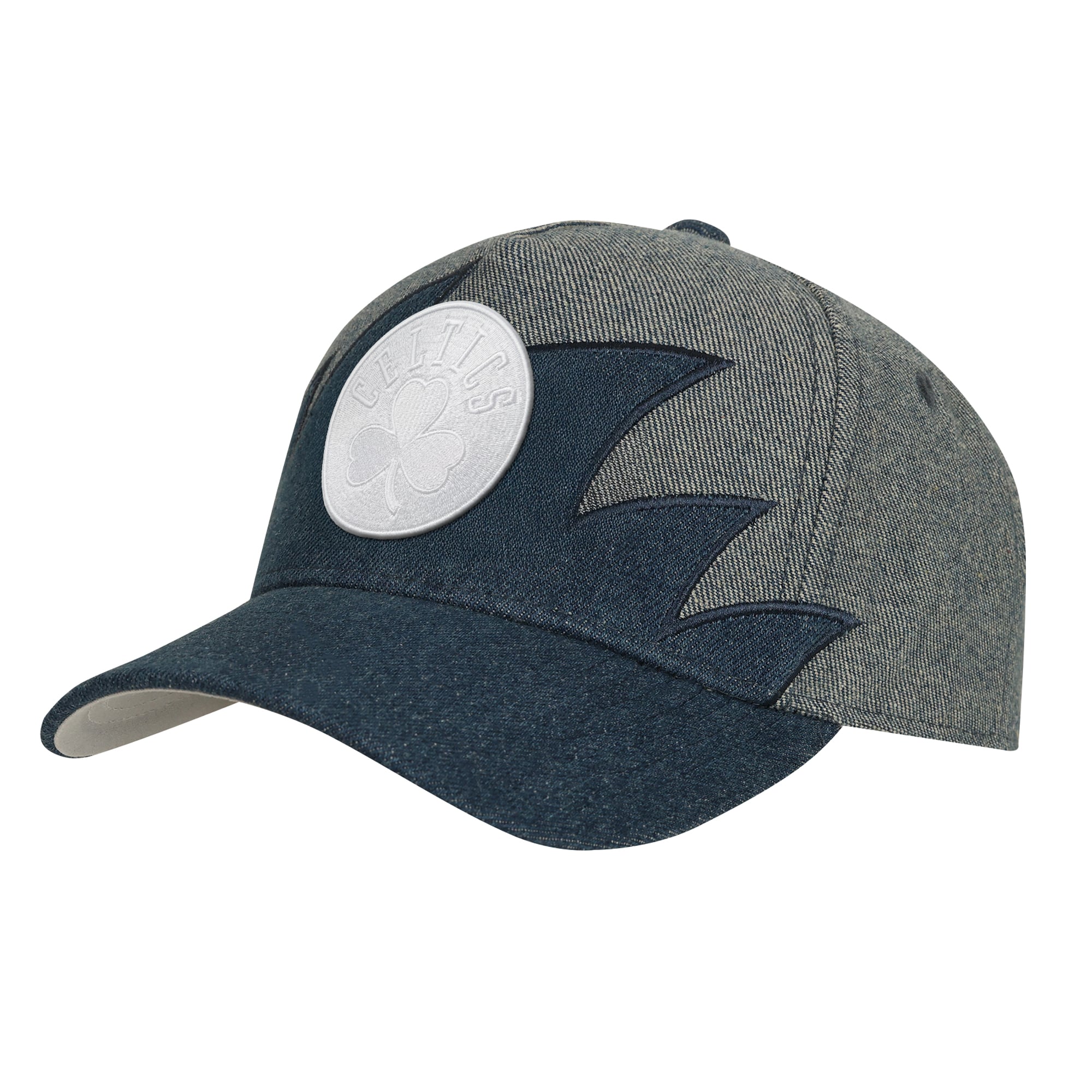 Youth Mitchell & Ness Denim/Gray Boston Celtics Sharktooth Pro Pinch Snapback Hat