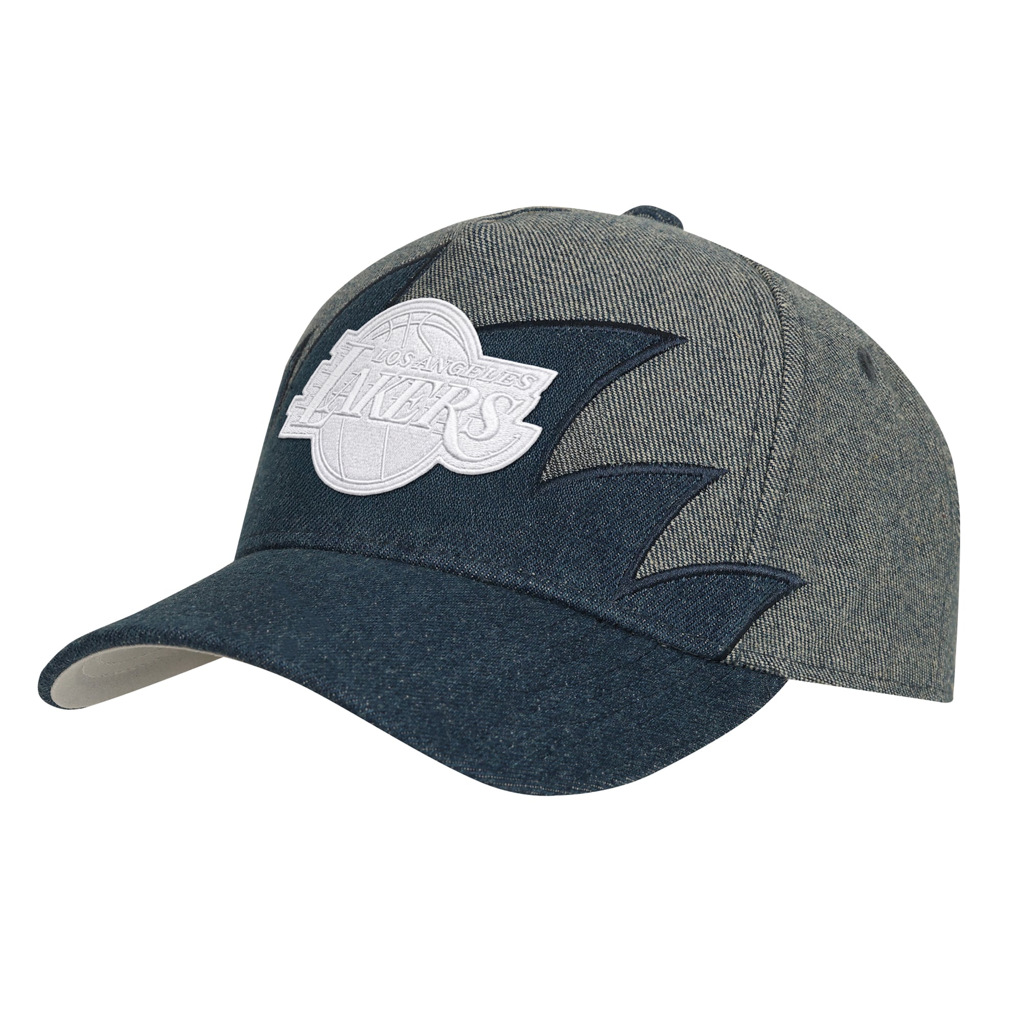 Youth Mitchell & Ness  Denim/Gray Los Angeles Lakers Sharktooth Pro Pinch Snapback Hat