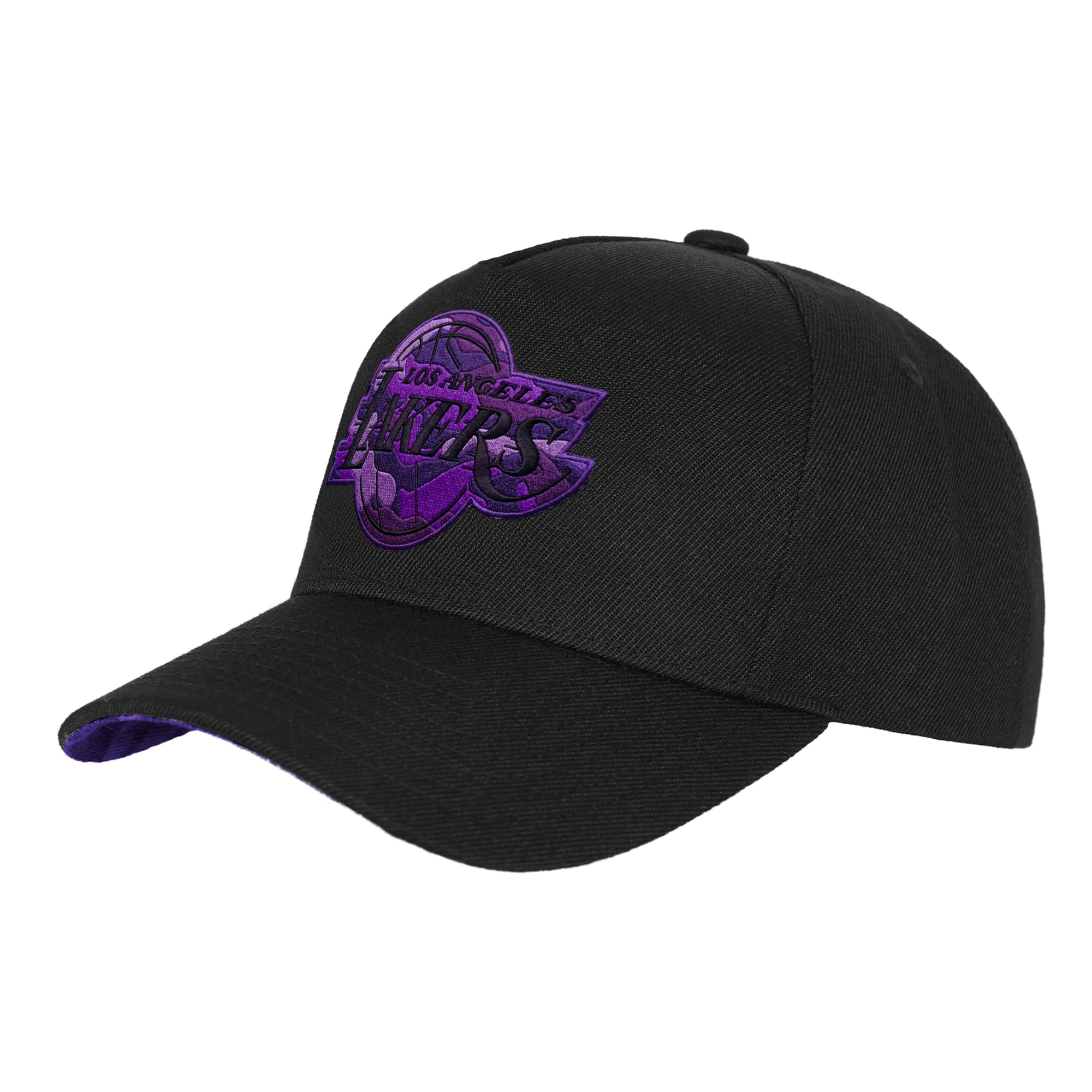 Youth Mitchell & Ness Black Los Angeles Lakers 404 Club Camo Pro Pinch Snapback Hat