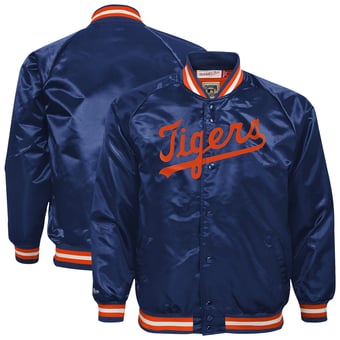 Youth Mitchell & Ness Navy Detroit Tigers Lightweight Full-Snap Satin Jacket