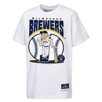 Youth Mitchell & Ness  White Milwaukee Brewers Mascot Mania T-Shirt