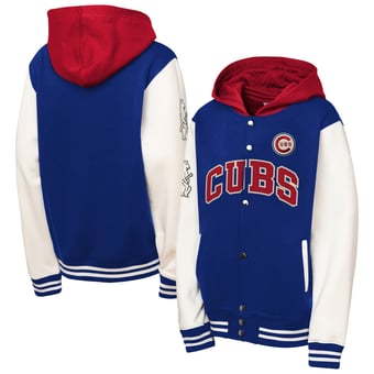 Youth Mitchell & Ness Royal Chicago Cubs Court Side Fleece Full-Snap Hooded Jacket