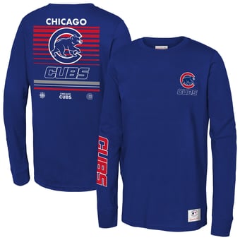 Youth Mitchell & Ness Royal Chicago Cubs Triple Play Long Sleeve T-Shirt