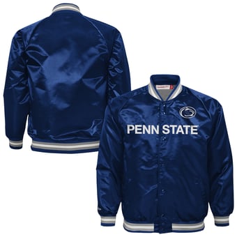 Youth Mitchell & Ness Navy Penn State Nittany Lions Satin Full-Snap Raglan Jacket
