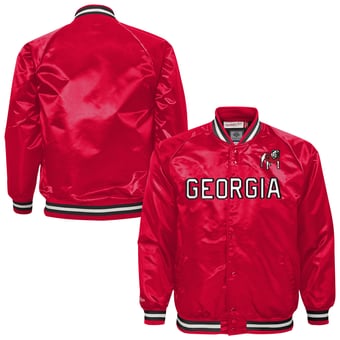 Youth Mitchell & Ness Red Georgia Bulldogs Satin Full-Snap Raglan Jacket