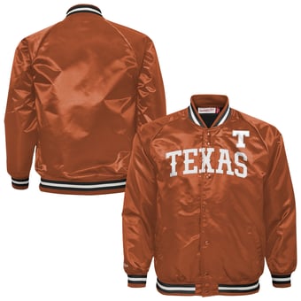 Youth Mitchell & Ness Texas Orange Texas Longhorns Satin Full-Snap Raglan Jacket