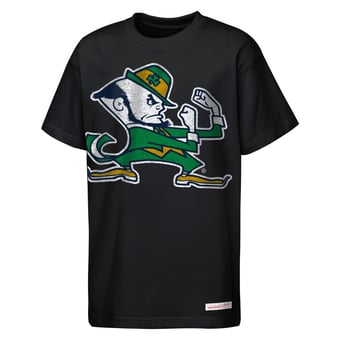 Youth Mitchell & Ness  Black Notre Dame Fighting Irish Mascot Big Face Heavyweight T-Shirt