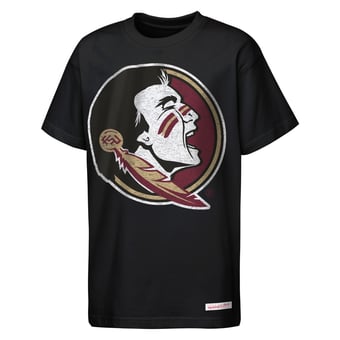 Youth Mitchell & Ness  Black Florida State Seminoles Mascot Big Face Heavyweight T-Shirt