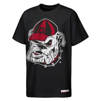 Youth Mitchell & Ness  Black Georgia Bulldogs Mascot Big Face Heavyweight T-Shirt