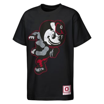 Youth Mitchell & Ness  Black Ohio State Buckeyes Mascot Big Face Heavyweight T-Shirt