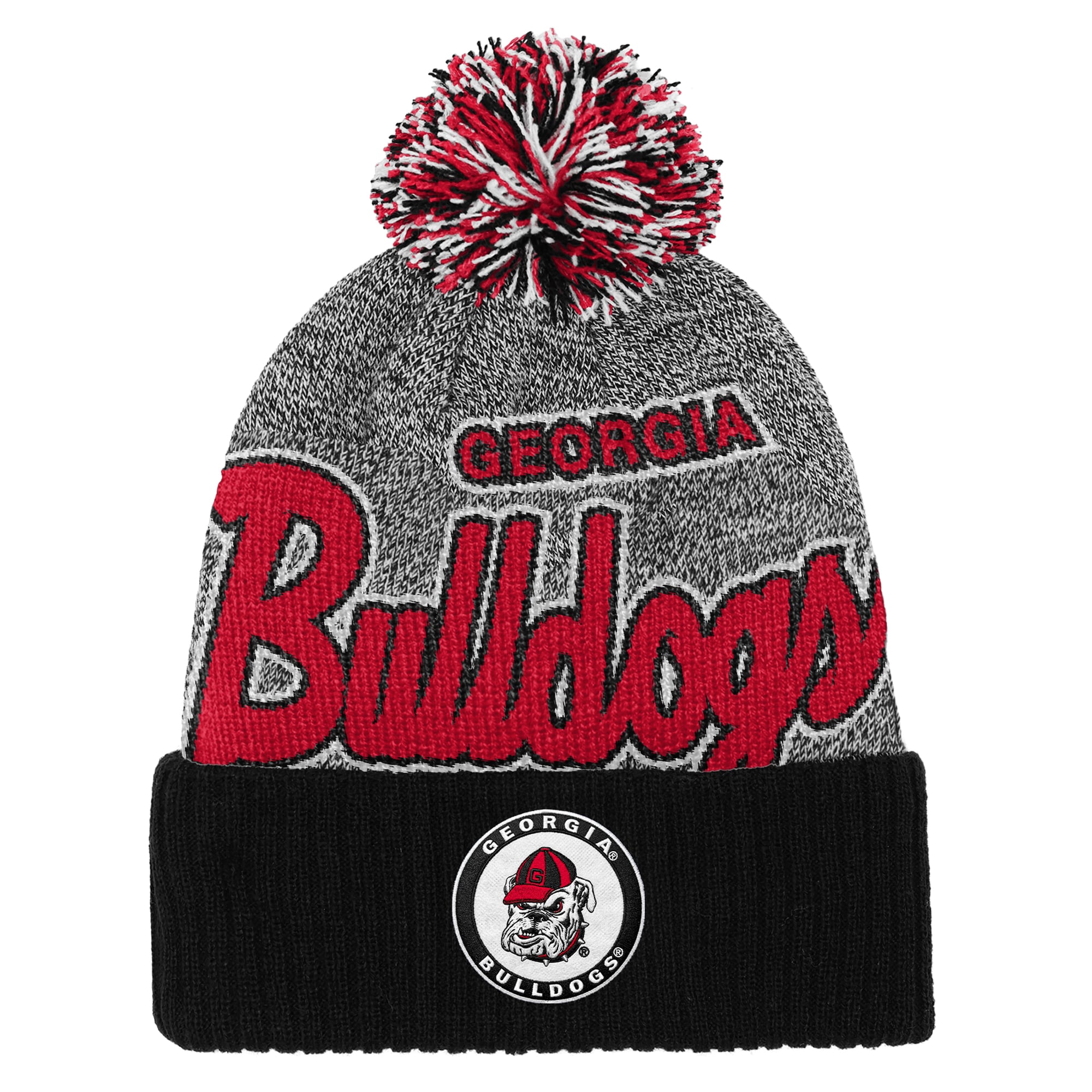 Youth Mitchell & Ness Black Georgia Bulldogs Mascot Cuffed Knit Hat with Pom