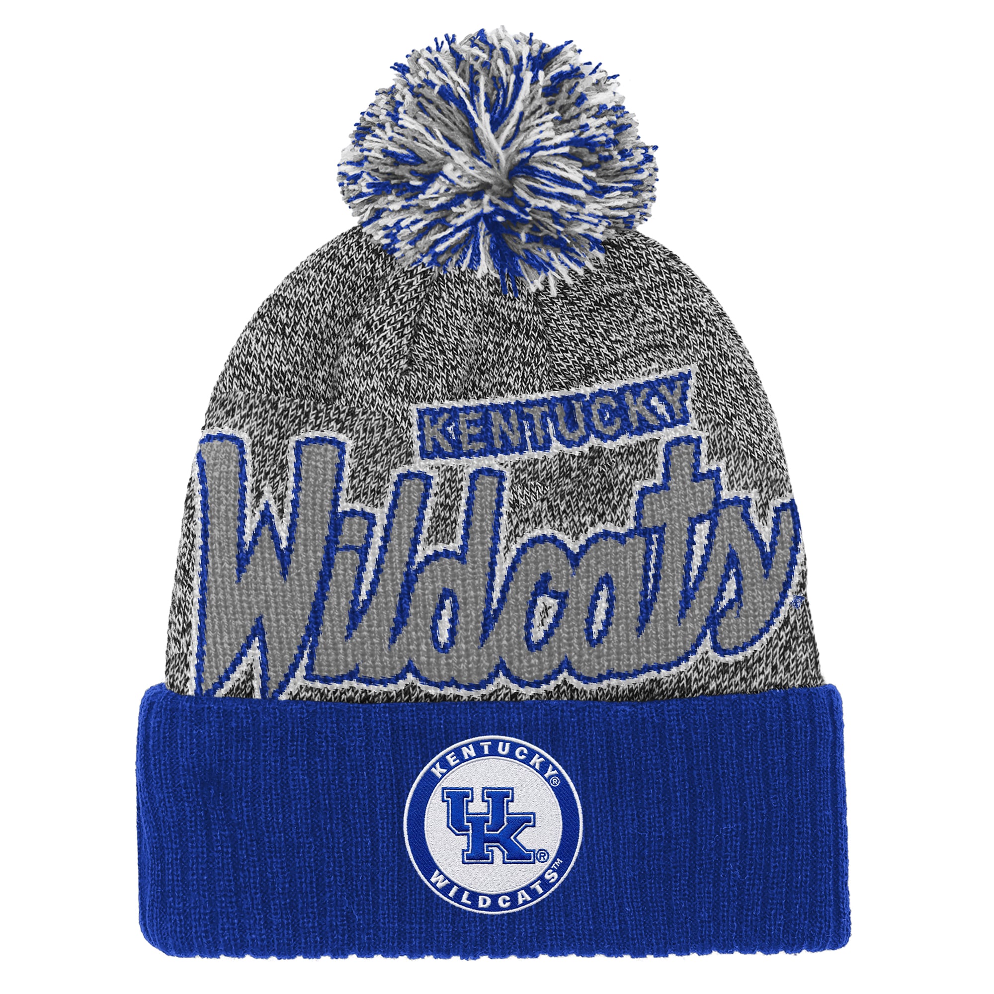 Youth Mitchell & Ness Royal Kentucky Wildcats Mascot Cuffed Knit Hat with Pom