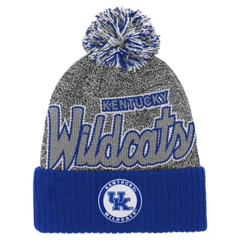 Youth Mitchell & Ness Royal Kentucky Wildcats Mascot Cuffed Knit Hat with Pom