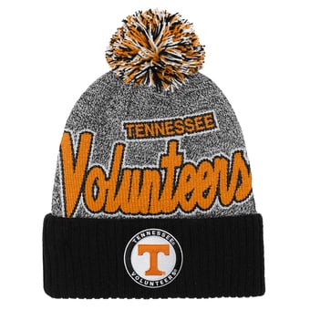 Youth Mitchell & Ness Black Tennessee Volunteers Mascot Cuffed Knit Hat with Pom