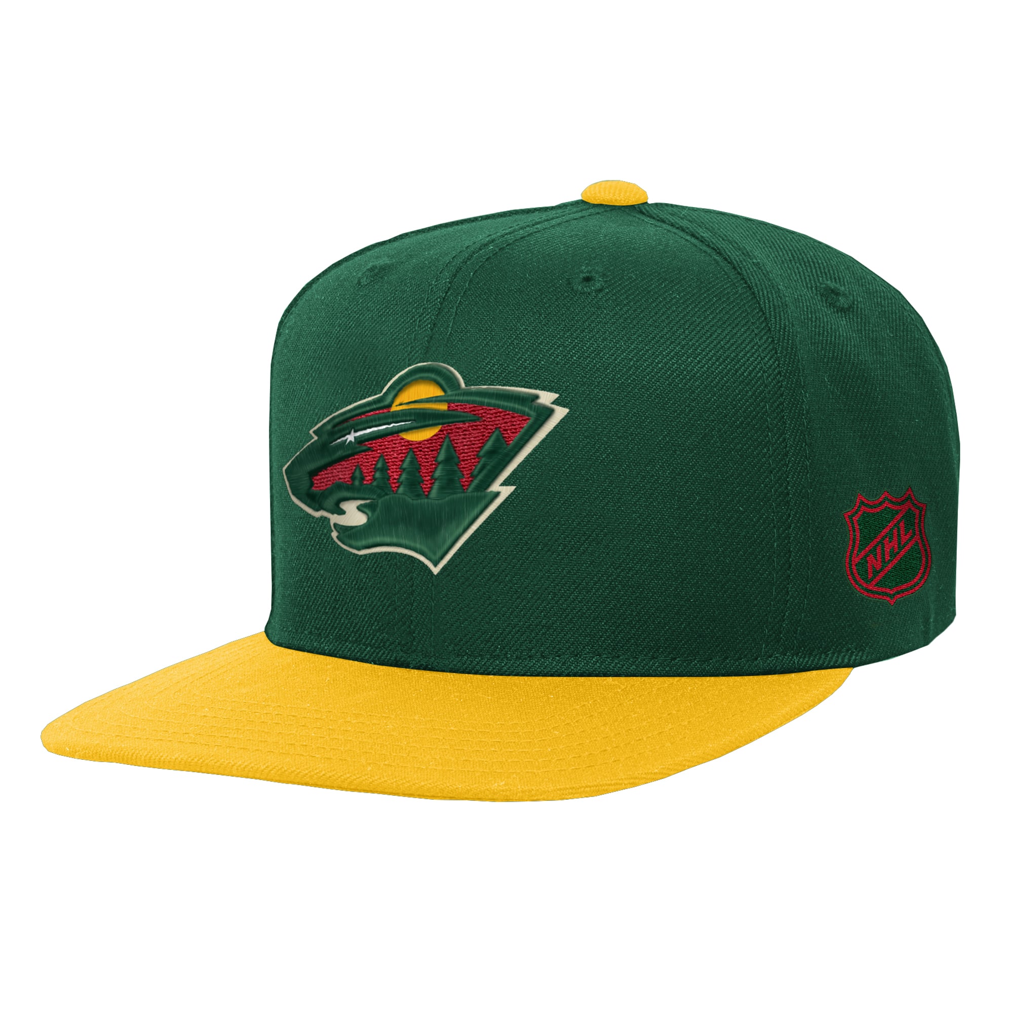 Youth Mitchell & Ness Green/Gold Minnesota Wild Legendary Snapback Hat