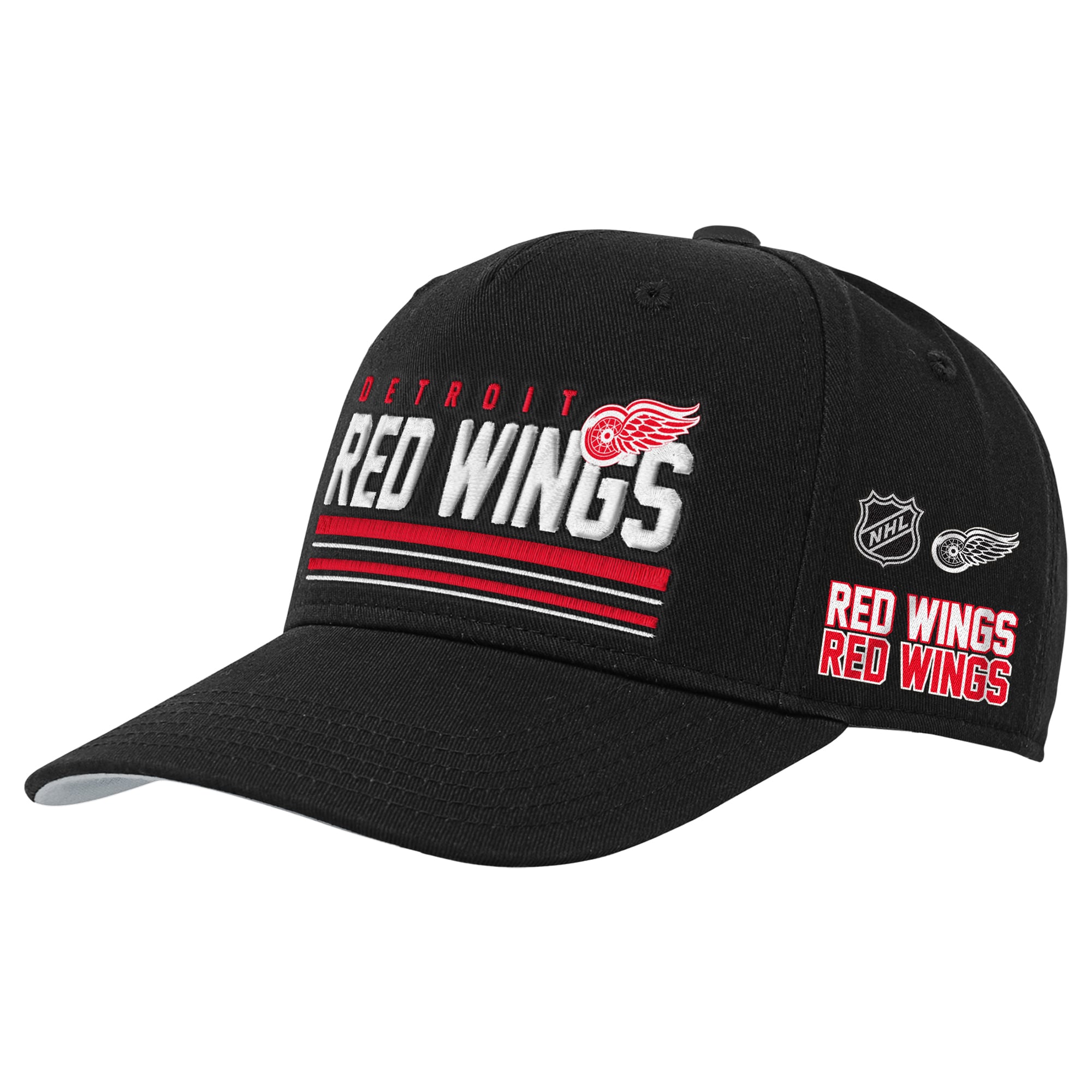 Youth Mitchell & Ness Black Detroit Red Wings Triple Play Pro Pinch Snapback Hat