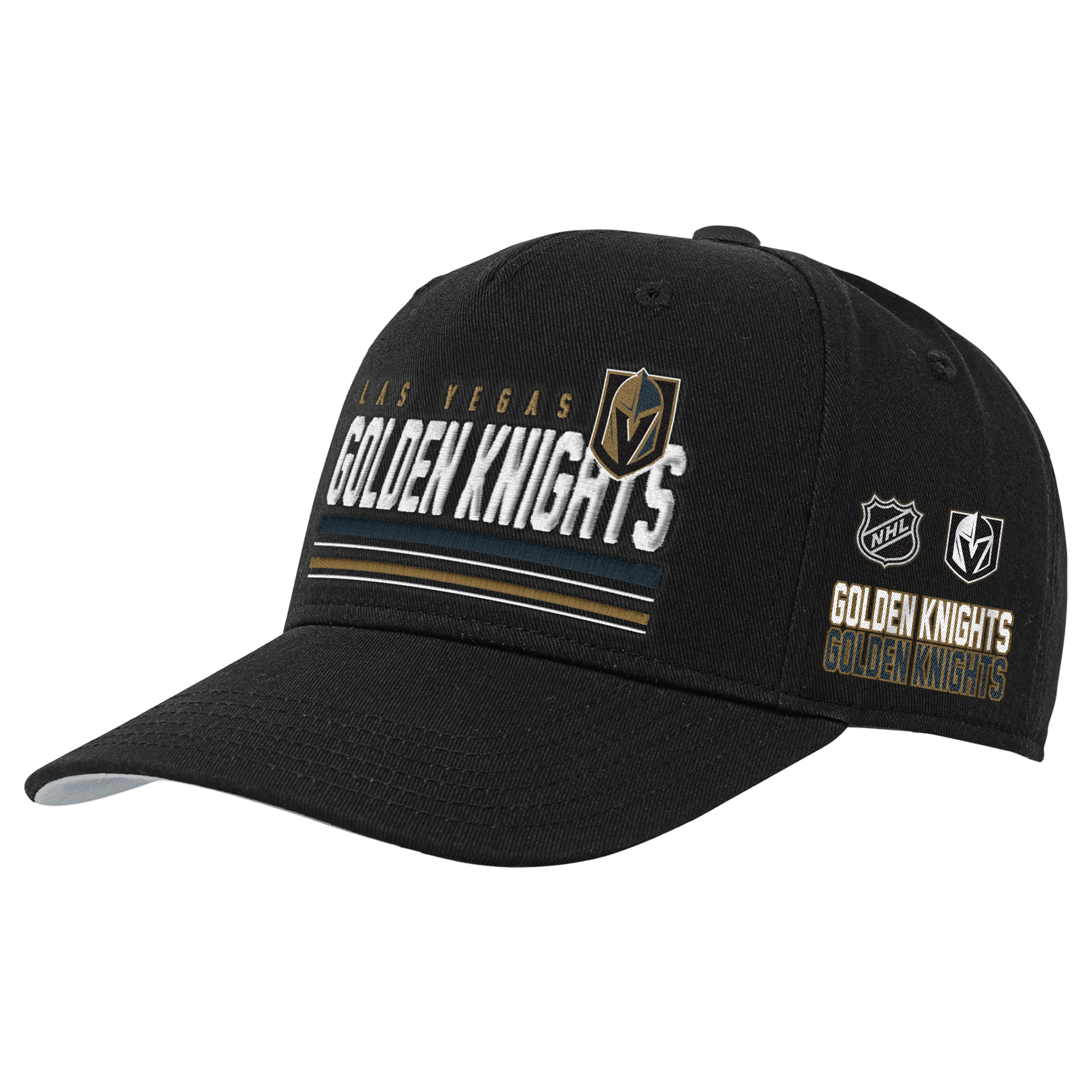 Youth Mitchell & Ness Black Vegas Golden Knights Triple Play Pro Pinch Snapback Hat