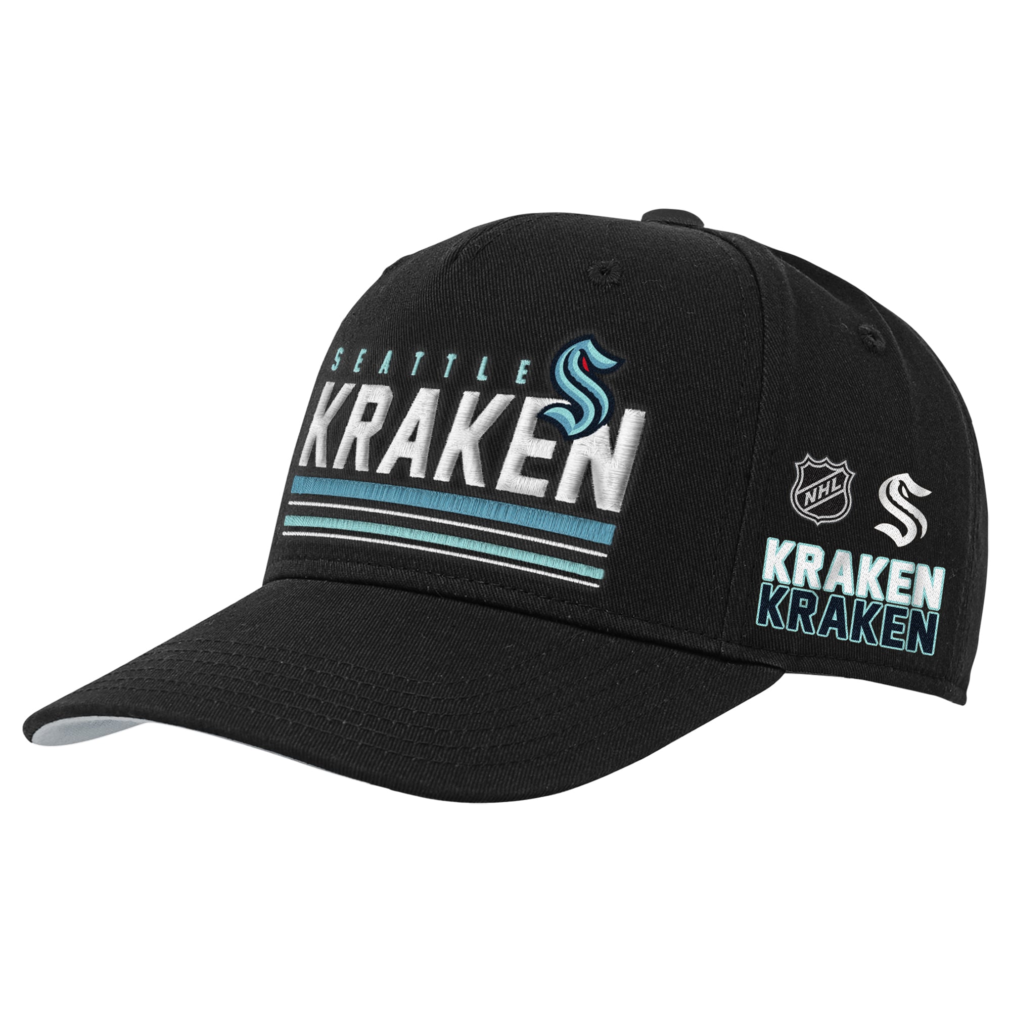 Youth Mitchell & Ness Black Seattle Kraken Triple Play Pro Pinch Snapback Hat