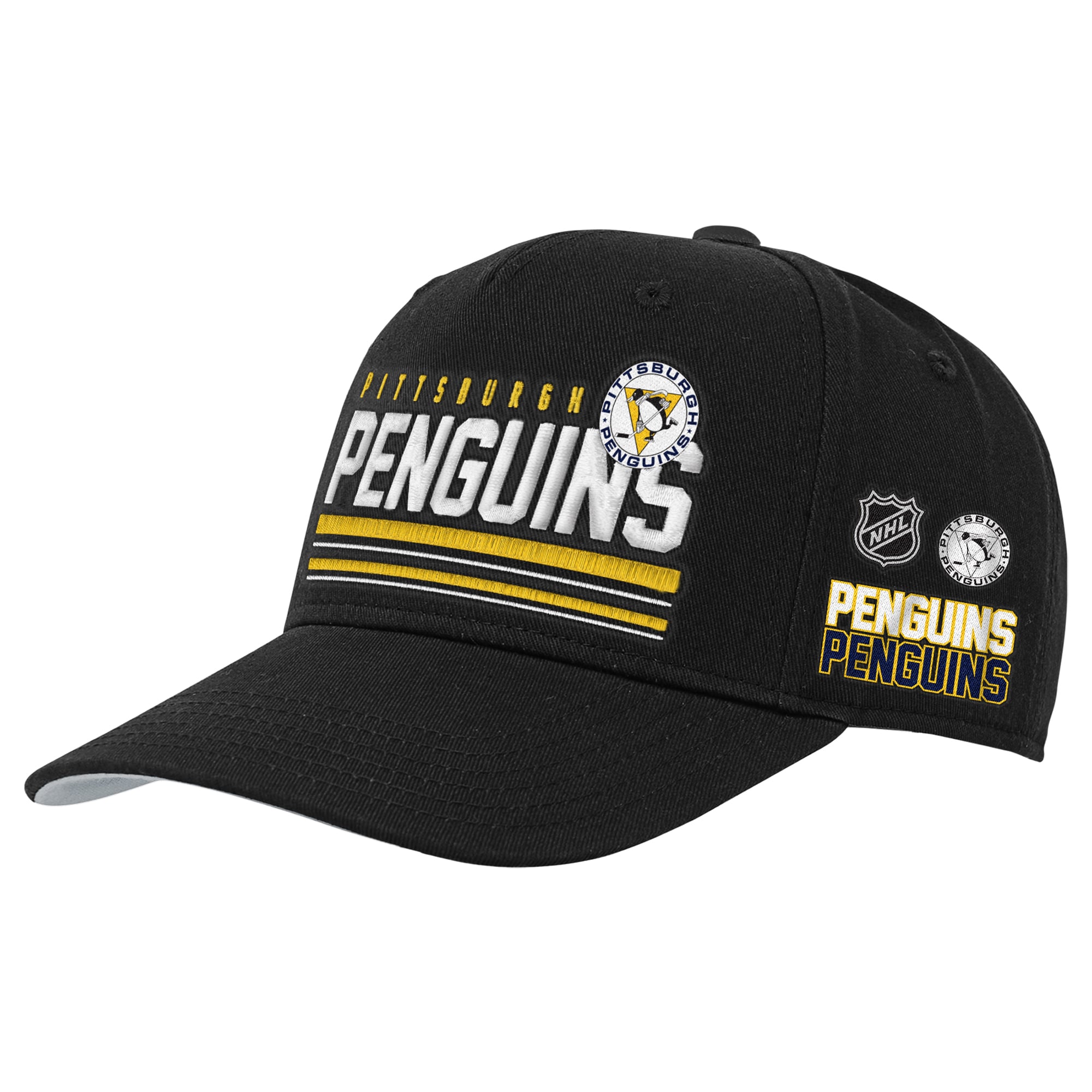 Youth Mitchell & Ness Black Pittsburgh Penguins Triple Play Pro Pinch Snapback Hat