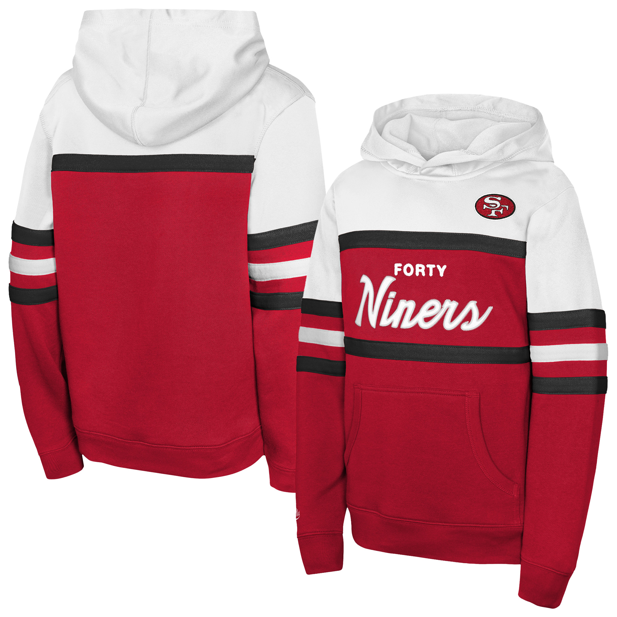 Youth Mitchell & Ness  Scarlet San Francisco 49ers Throwback Head Coach Hoodie