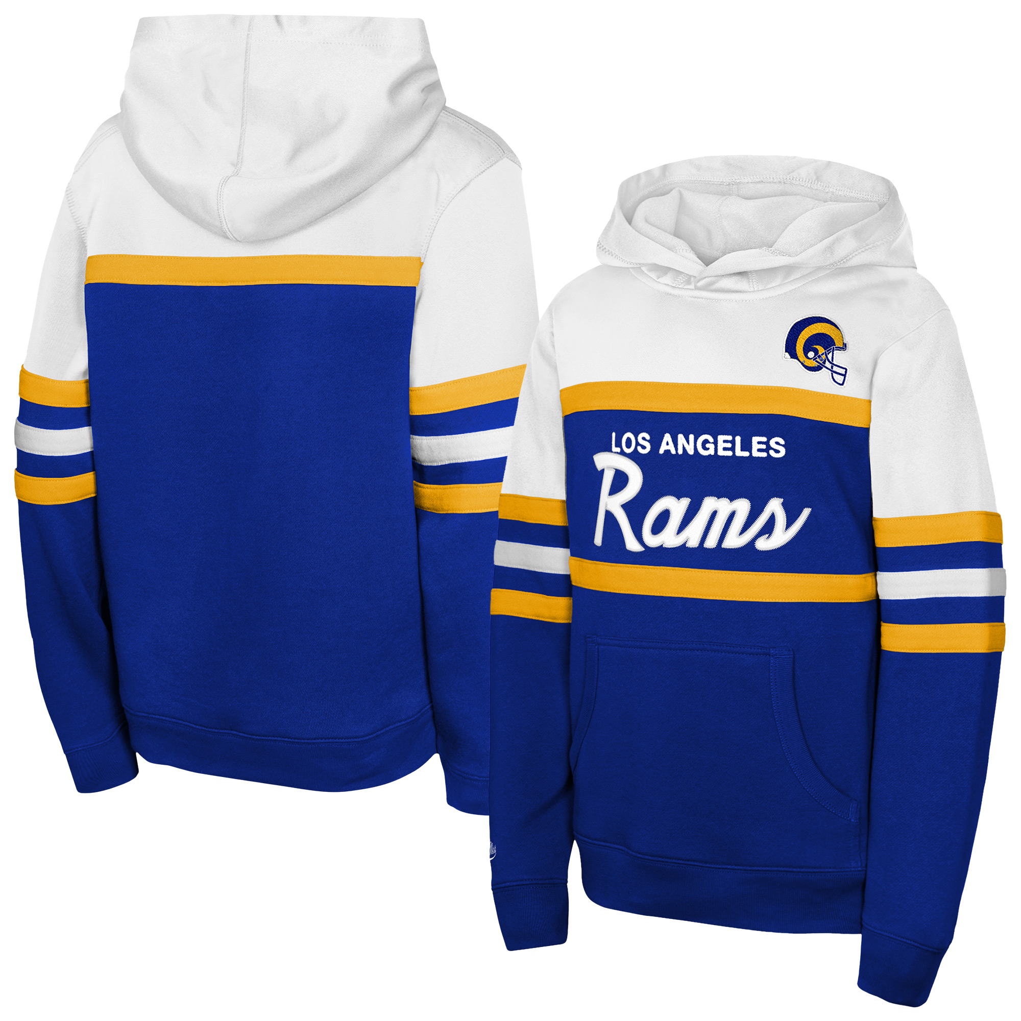 Youth Mitchell & Ness Royal Los Angeles Rams Throwback Head Coach Hoodie