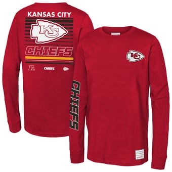 Youth Mitchell & Ness Red Kansas City Chiefs Triple Play Long Sleeve T-Shirt
