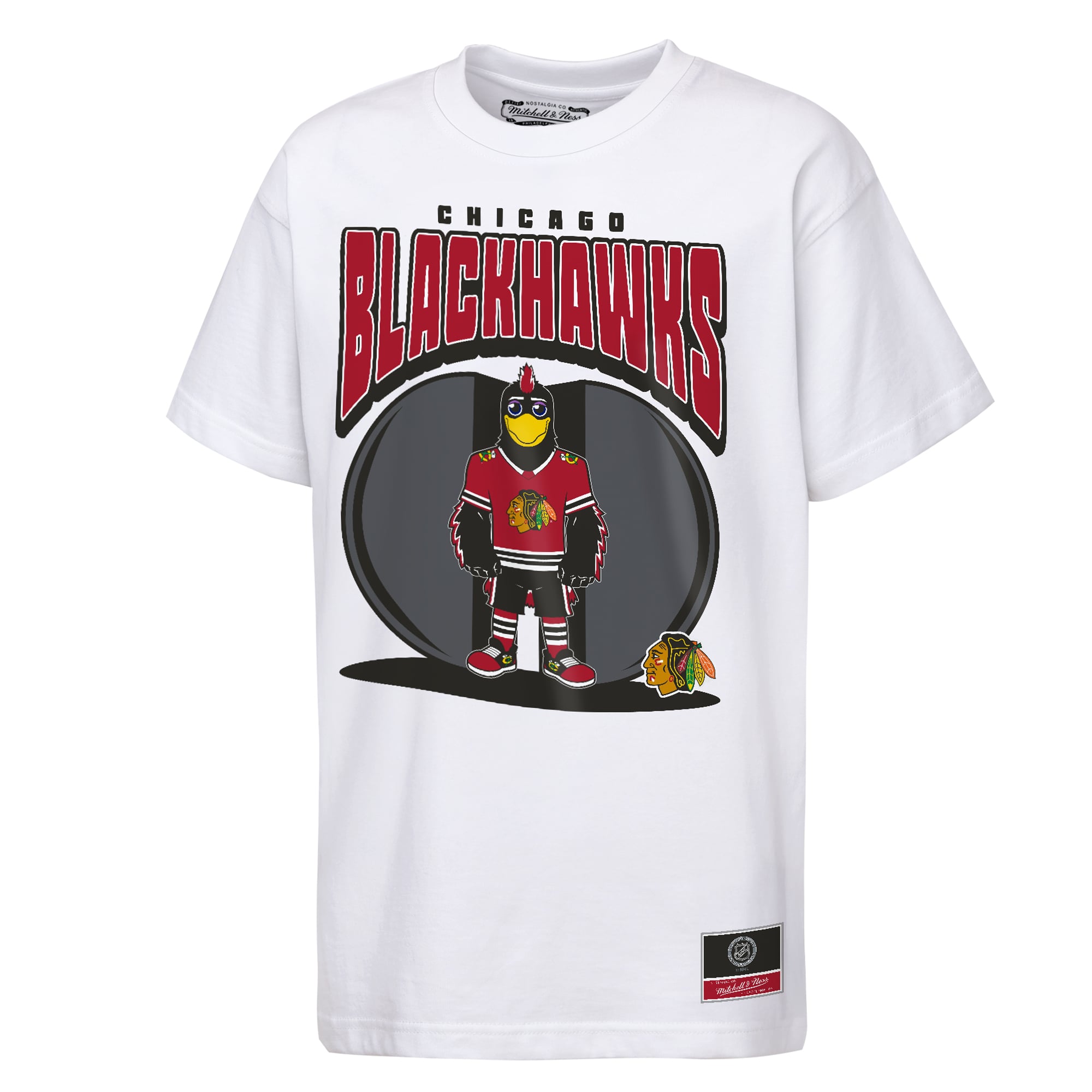 Youth Mitchell & Ness  White Chicago Blackhawks Mascot Mania T-Shirt