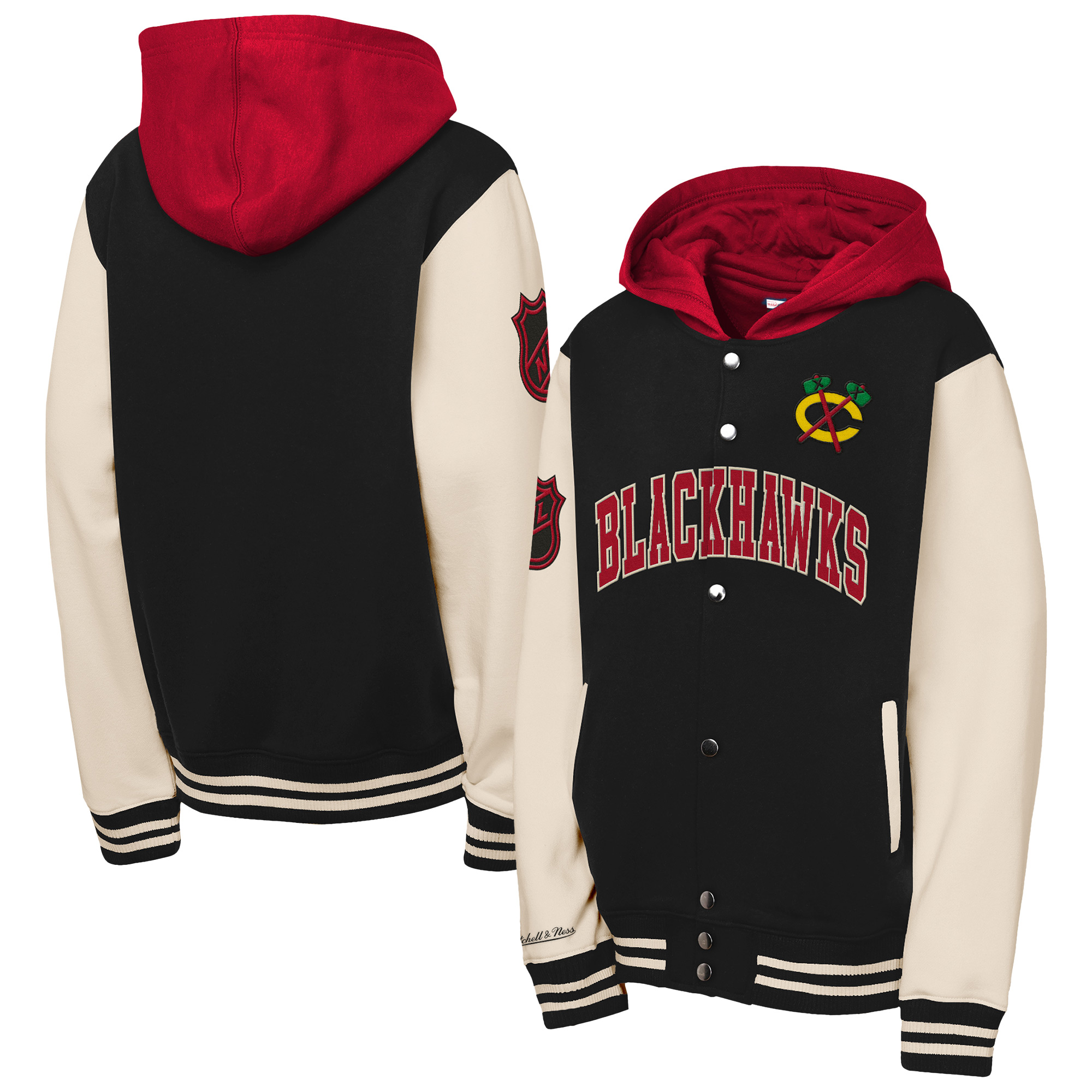 Youth Mitchell & Ness Red Chicago Blackhawks Rink Side Fleece Jacket Youth Mitchell & Ness Red Chicago Blackhawks Rink Side Fleece Jacket