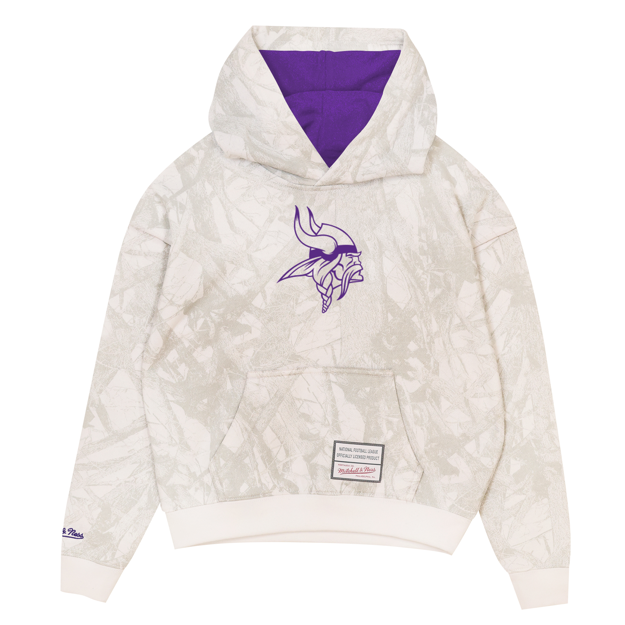 Youth Mitchell & Ness White Minnesota Vikings Ghosted Hoodie