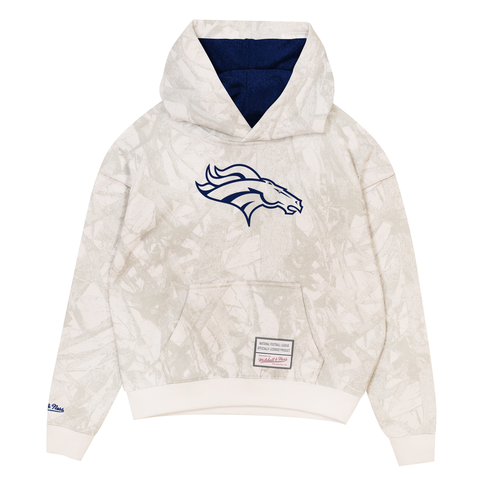 Youth Mitchell & Ness White Denver Broncos Ghosted Hoodie