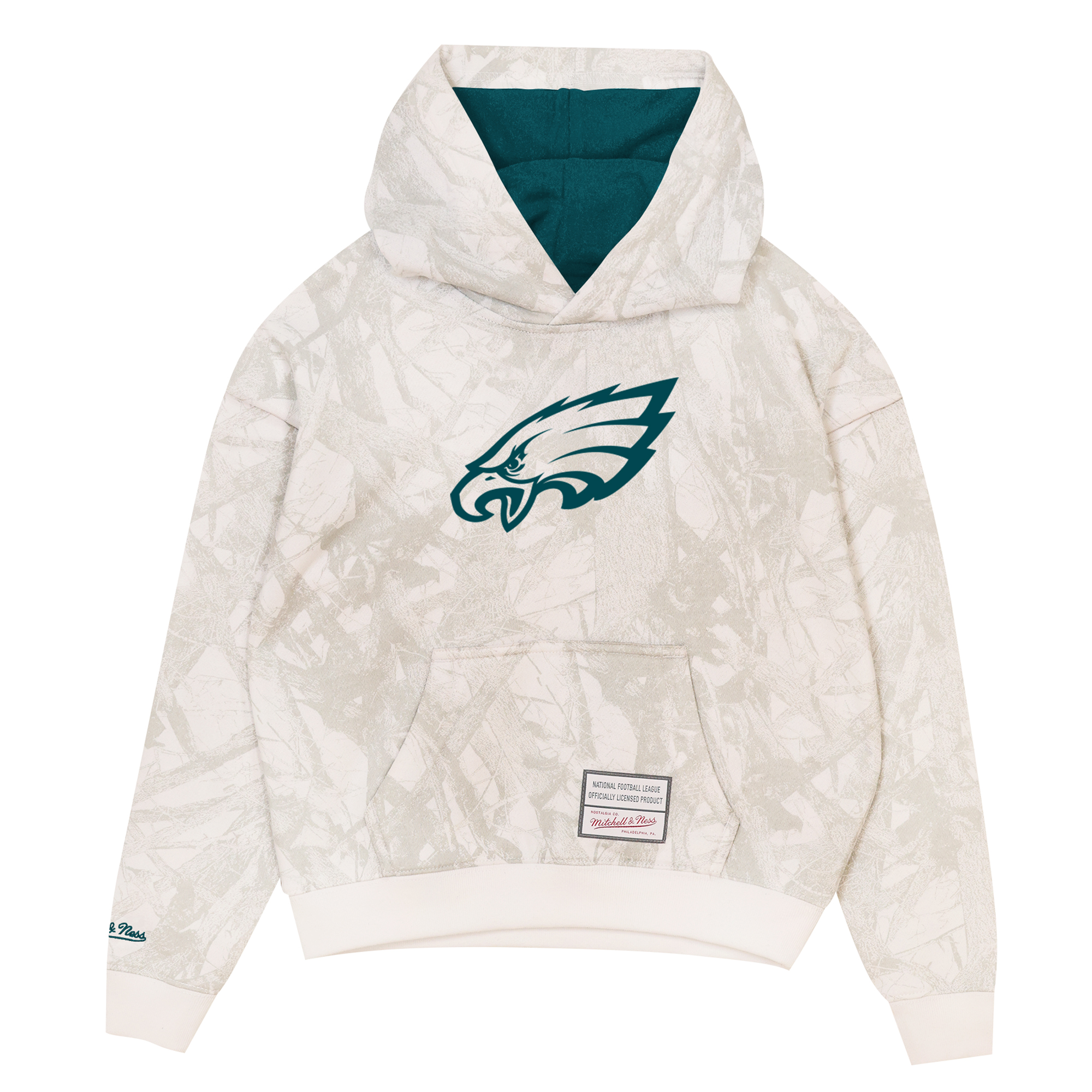 Youth Mitchell & Ness  White Philadelphia Eagles Ghosted Hoodie