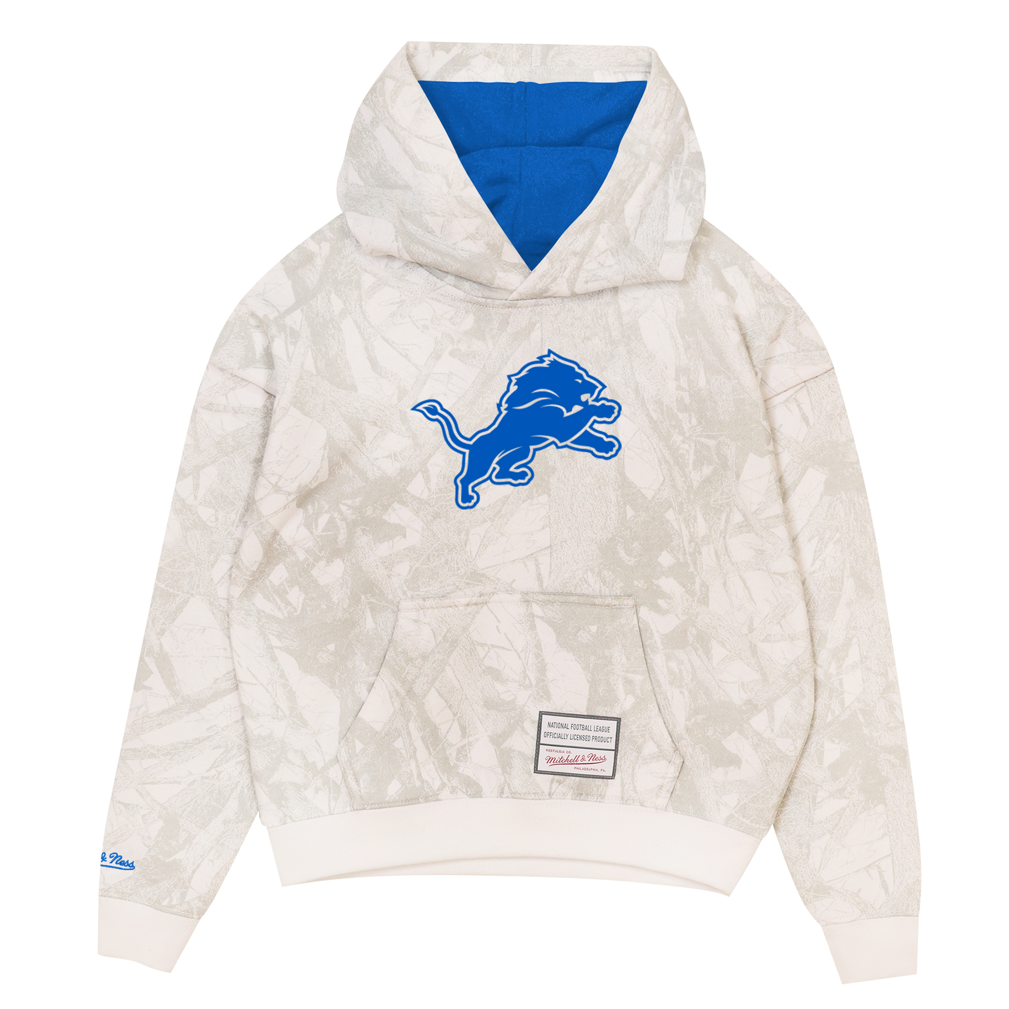 Youth Mitchell & Ness  White Detroit Lions Ghosted Hoodie
